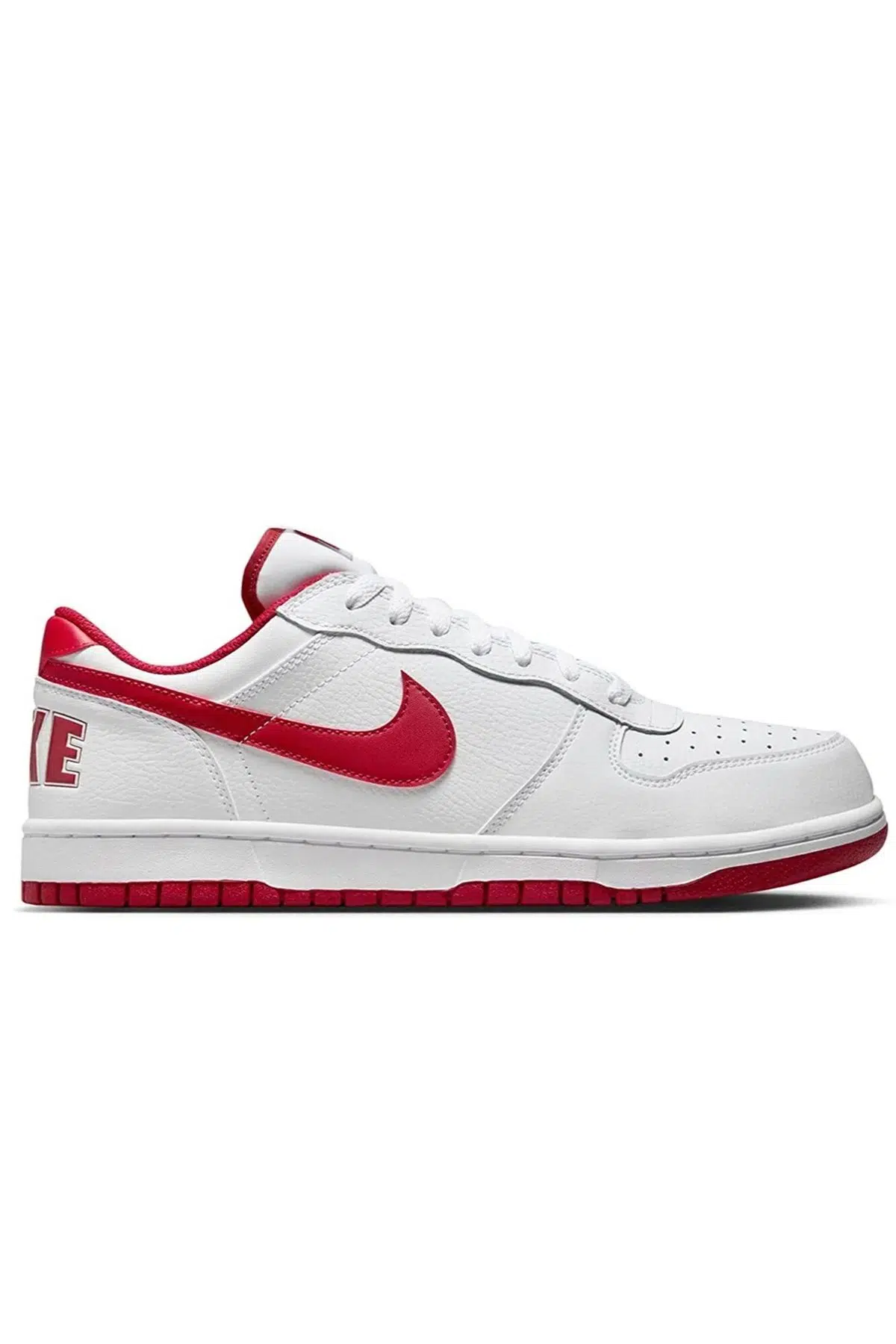 Nike Big Nike Low Leather Unisex Sneaker Hakiki Deri Erkek Günlük Spor Ayakkabı Beyaz-Kırmızı