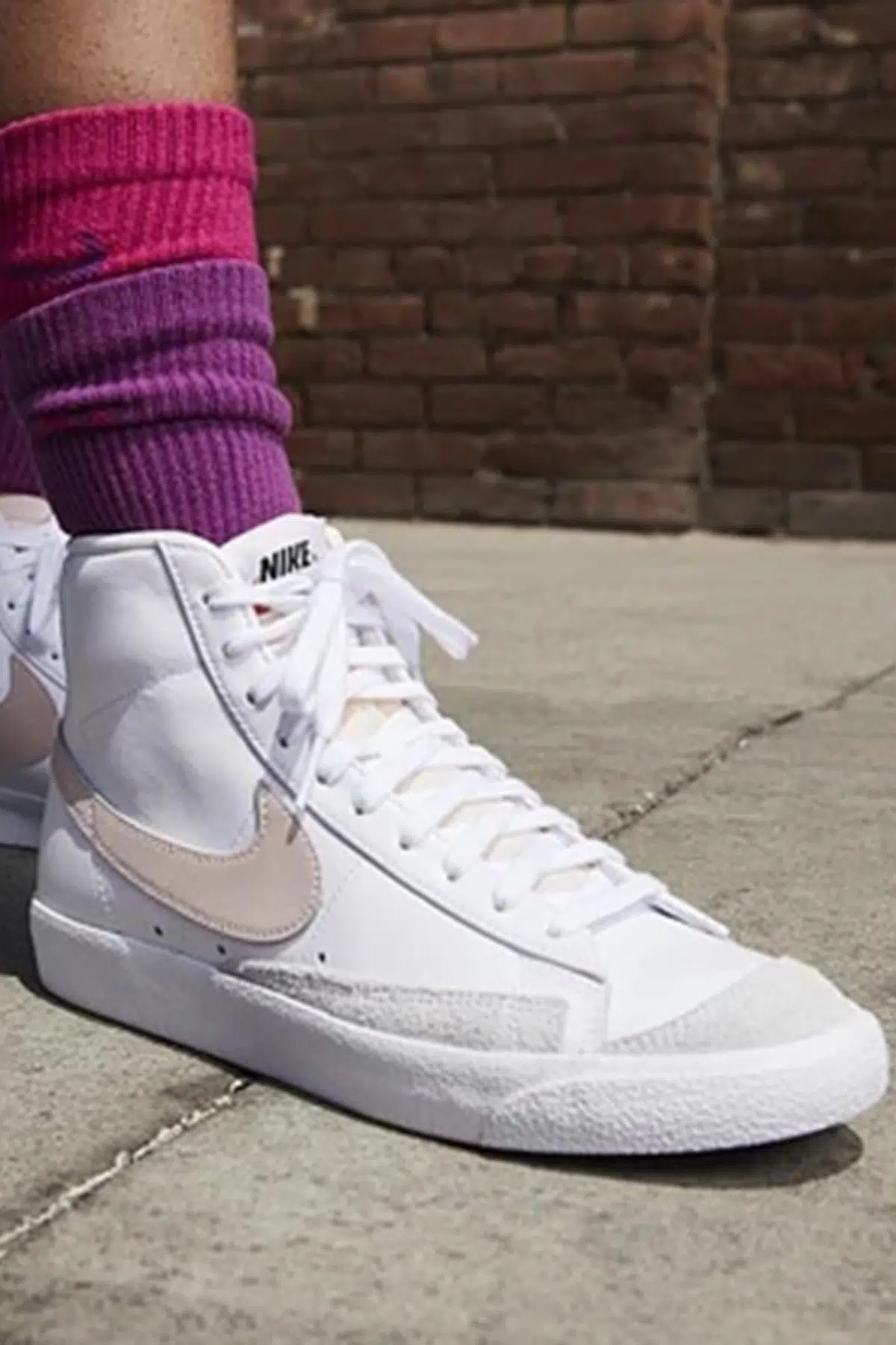 Nike Blazer Mıd 77 Leather Womens Sneaker Hakiki Deri Kadın Günlük Spor Ayakkabı Beyaz Pembe