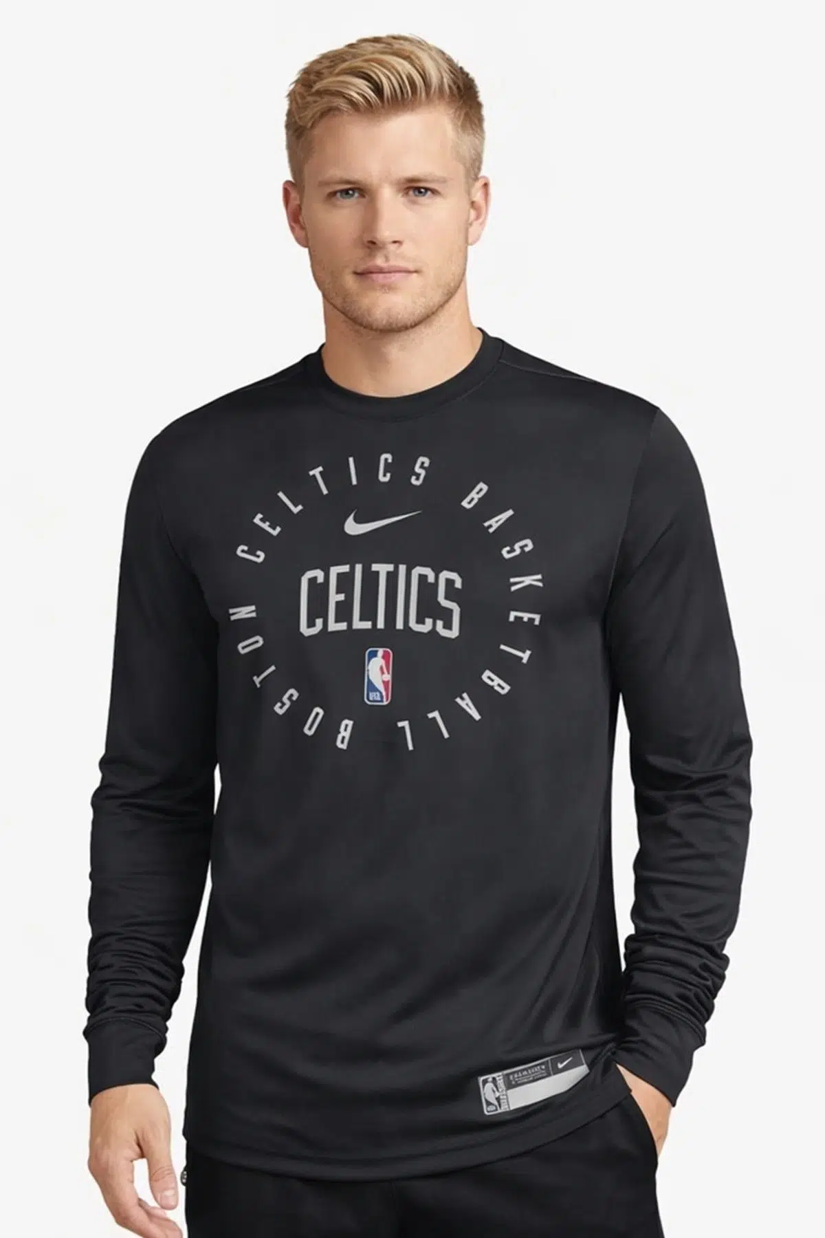 Nike Boston Celtics Legend Practice Sweatshirt SS Crew Black Logolu Unisex Günlük Sweatshirt Siyah