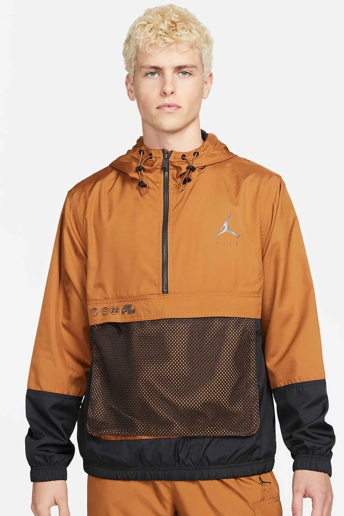 Nike Jordan Jumpman Half Zip Men's Hoodie Erkek Kapüşonlu Yarım Fermuarlı Sweatshirt Kahverengi