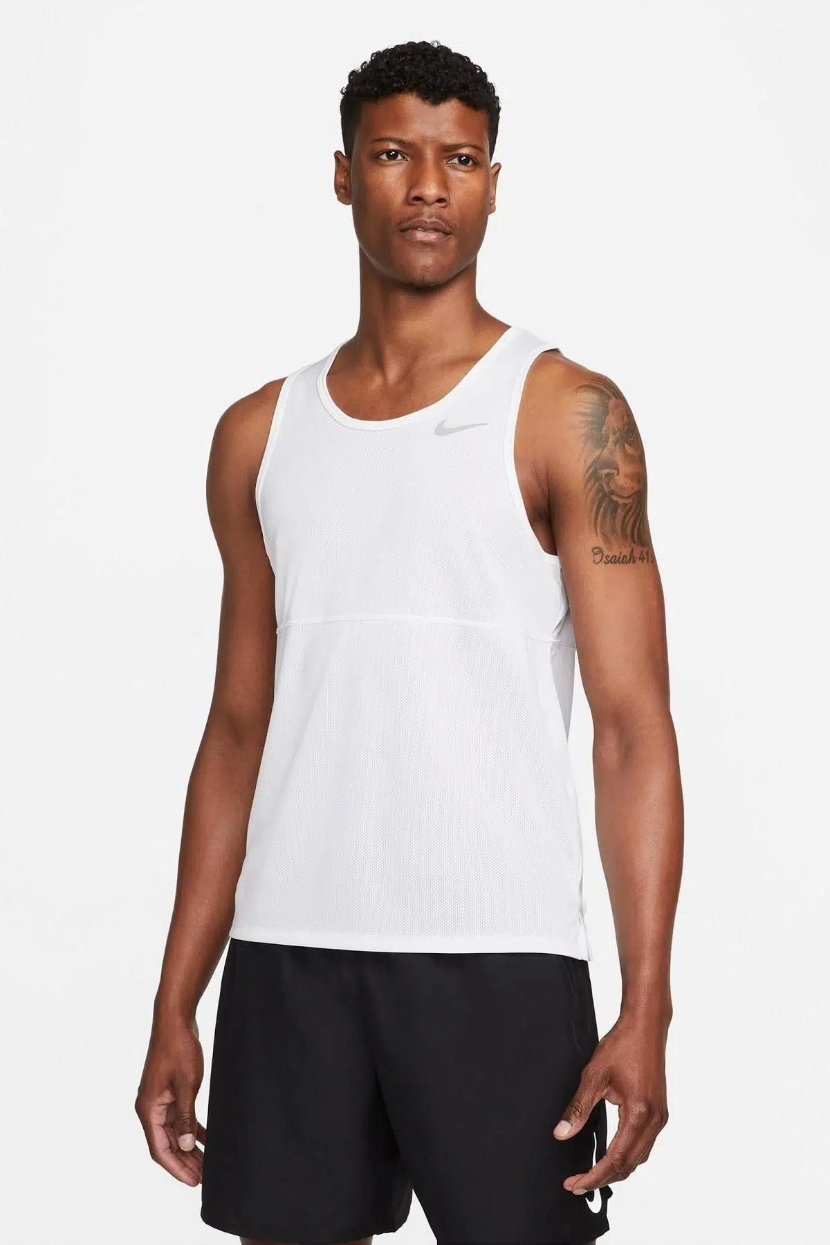 Nike Breathe Dri-Fit Run Tank Nefes Alan Beyaz Spor Atlet 
