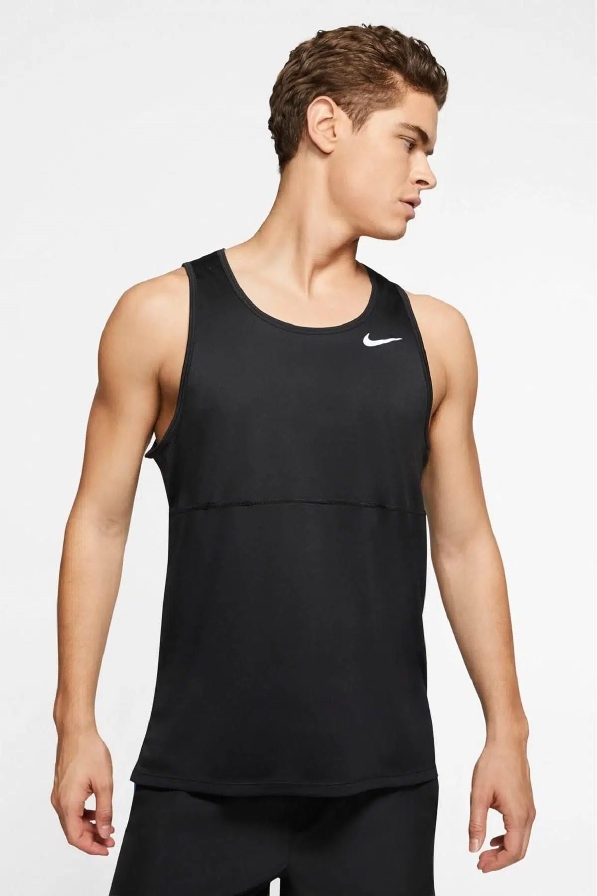 Nike Breathe Dri-Fit Run Tank Nefes Alan Siyah Spor Atlet 