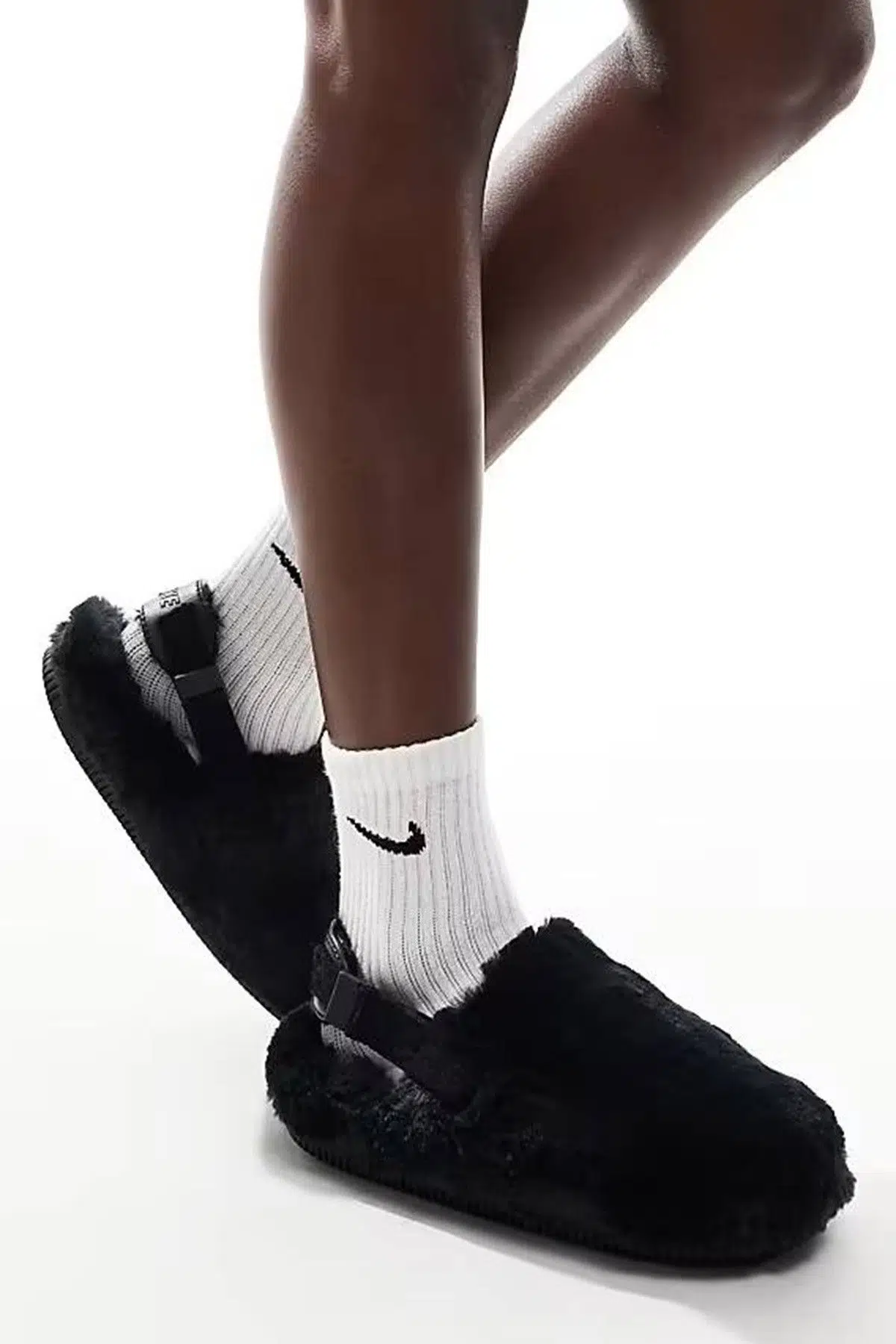 Nike Calm Mule SE Women's Slides Kadın Peluş Soft Kürklü Günlük Sandalet Siyah
