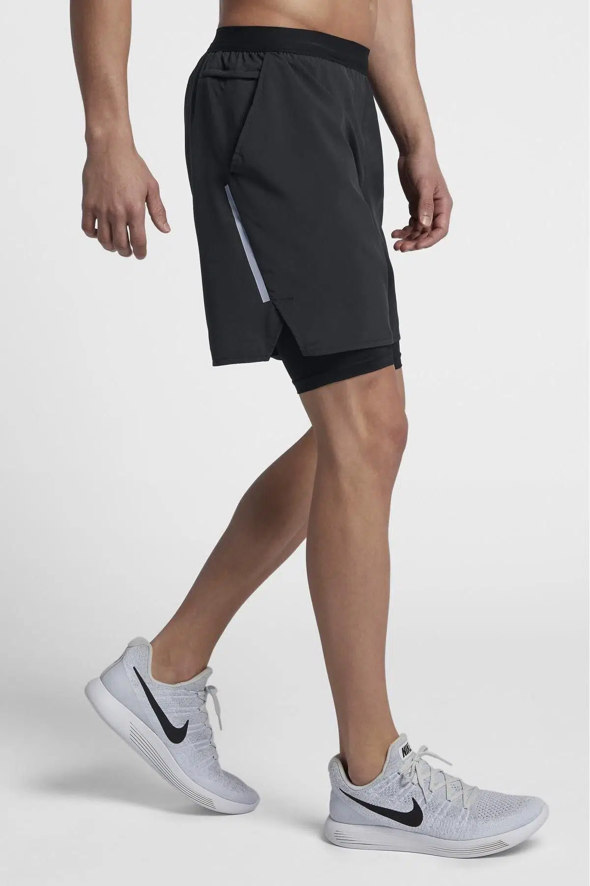 Nike Flex Stride 2 in 1 Running Shorts Buhar Bariyer Cepli Taytlı Siyah Koşu Şortu
