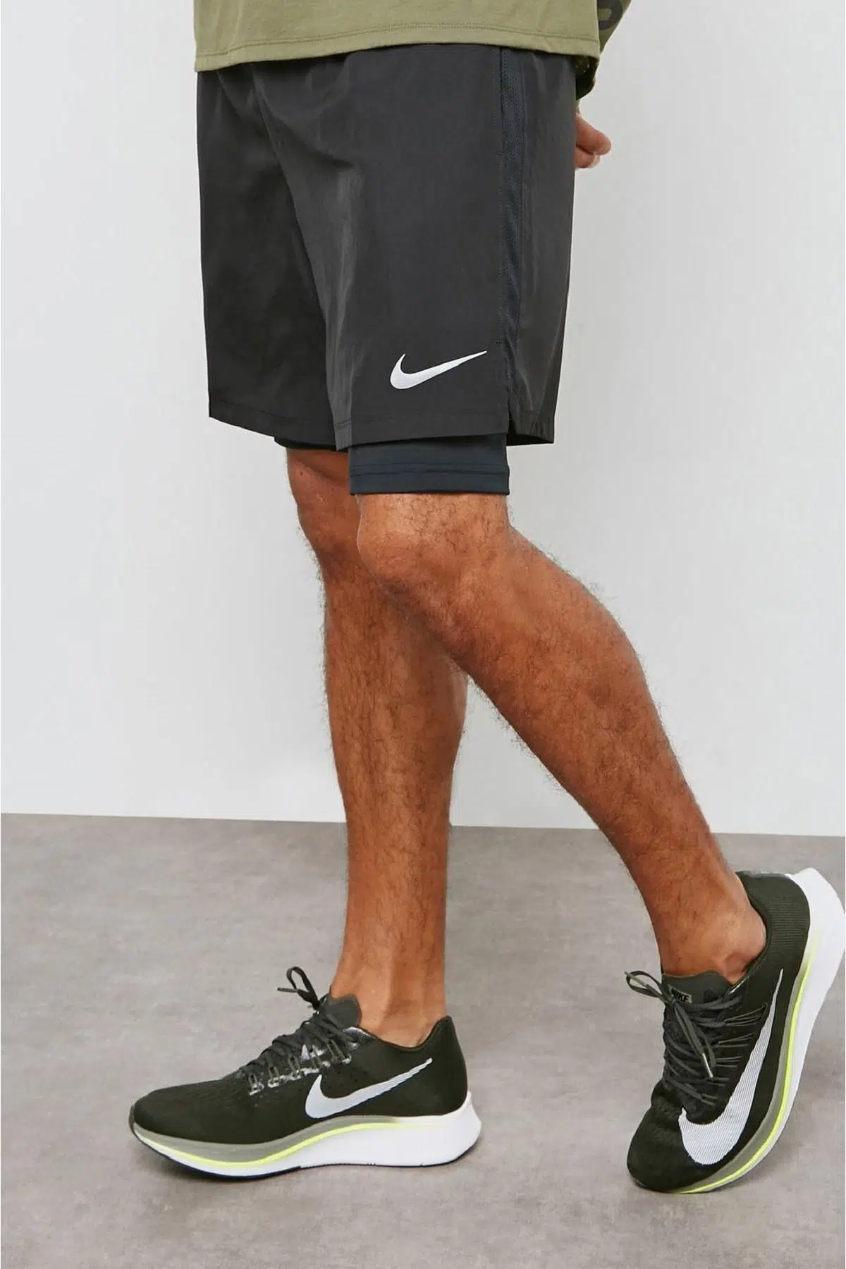 Nike Challenger 2 in 1 Running Shorts Taytlı Siyah Koşu Şortu