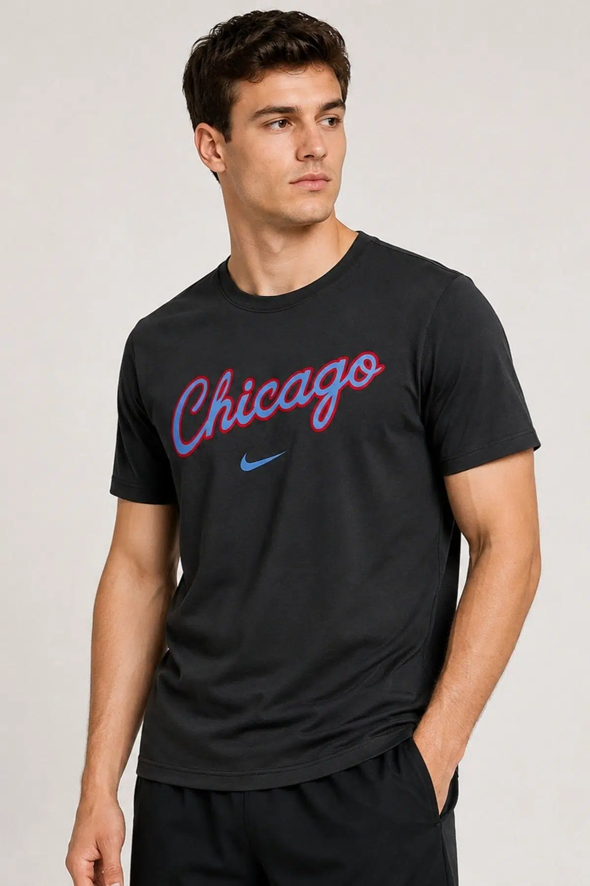 Nike Chicago Bulls Essential Mens Tee Grafik Baskılı Erkek Bisiklet Yaka Tişört Siyah