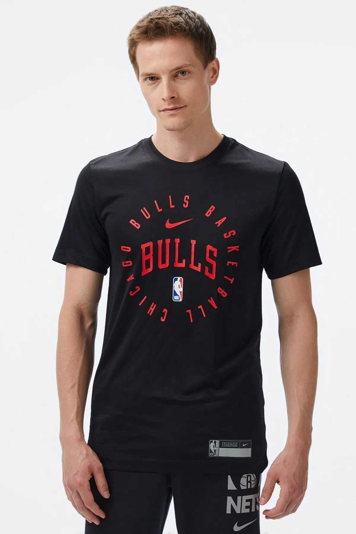 Nike Chicago Bulls NBA SS Crew Black Logolu Unisex Günlük Tişört Siyah