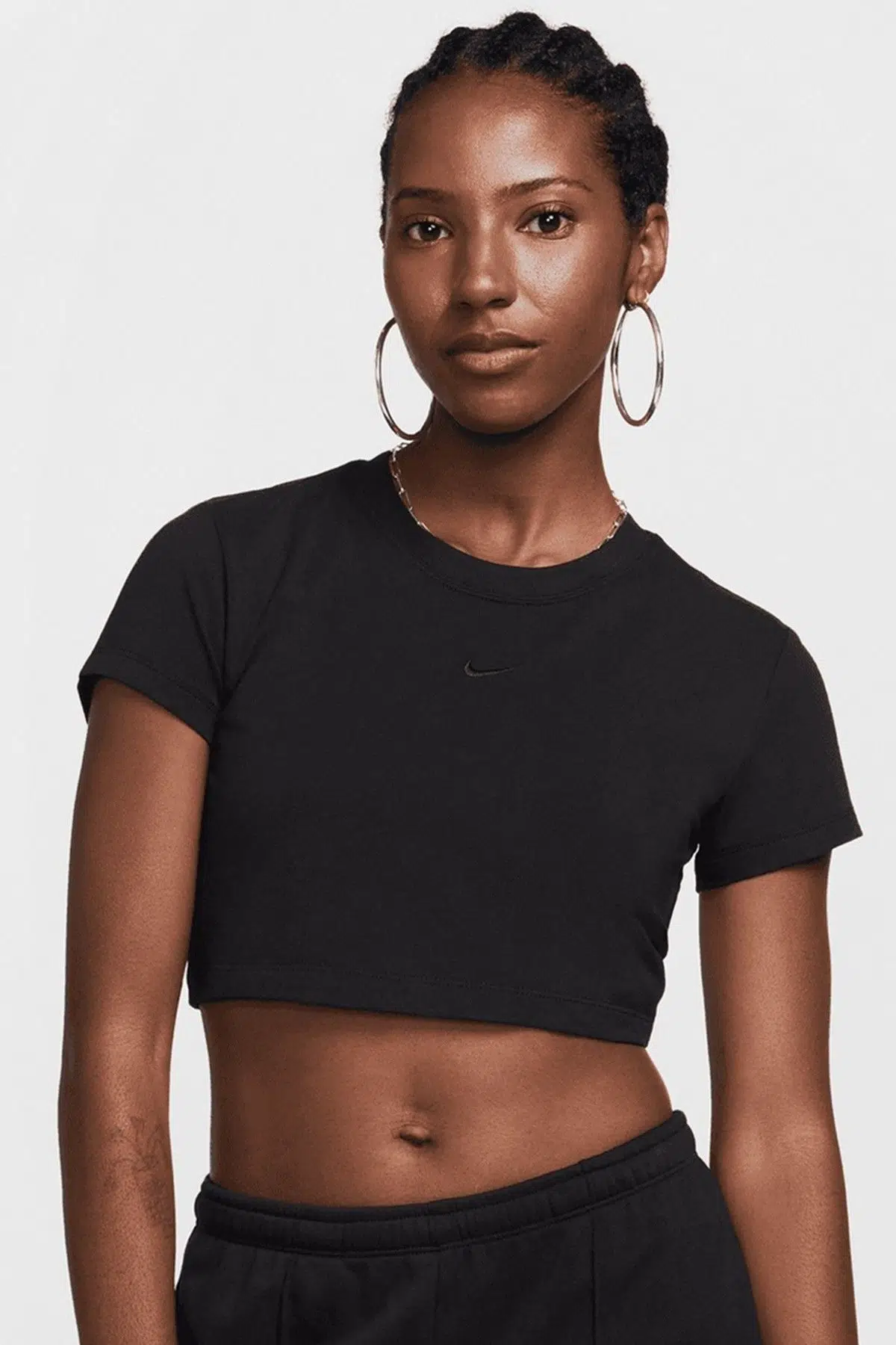 Nike Chill Knit Sup Crop Womens Tshirt Kadın Günlü Crop Tişört Siyah