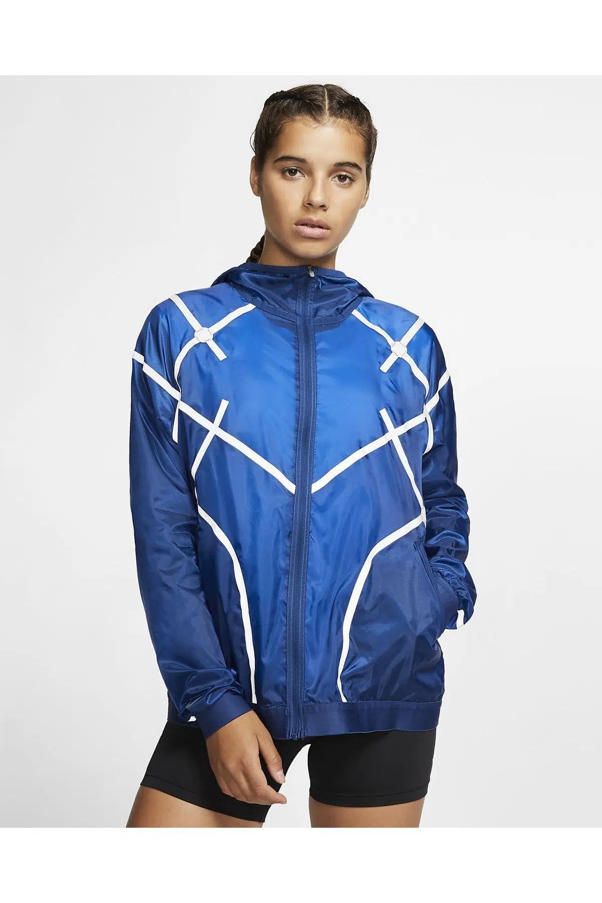 Nike City Ready Hooded Running Reflektörlü Kapüşonlü Kadın Ceket - Mavi