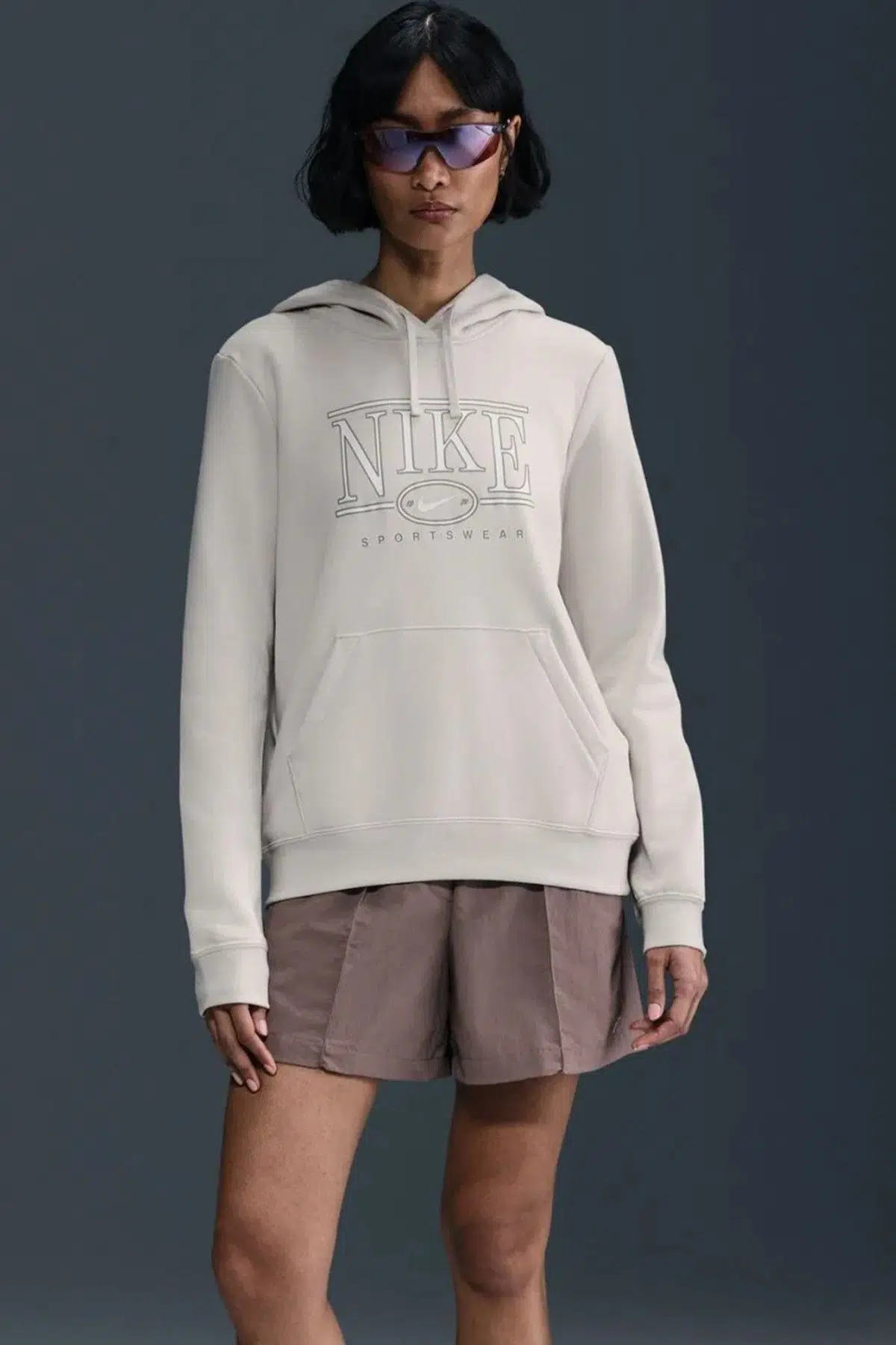 Nike Club Fleece GX Hoodie Women Cream Sweatshirt Kapüşonlu Kadın Kazak Krem
