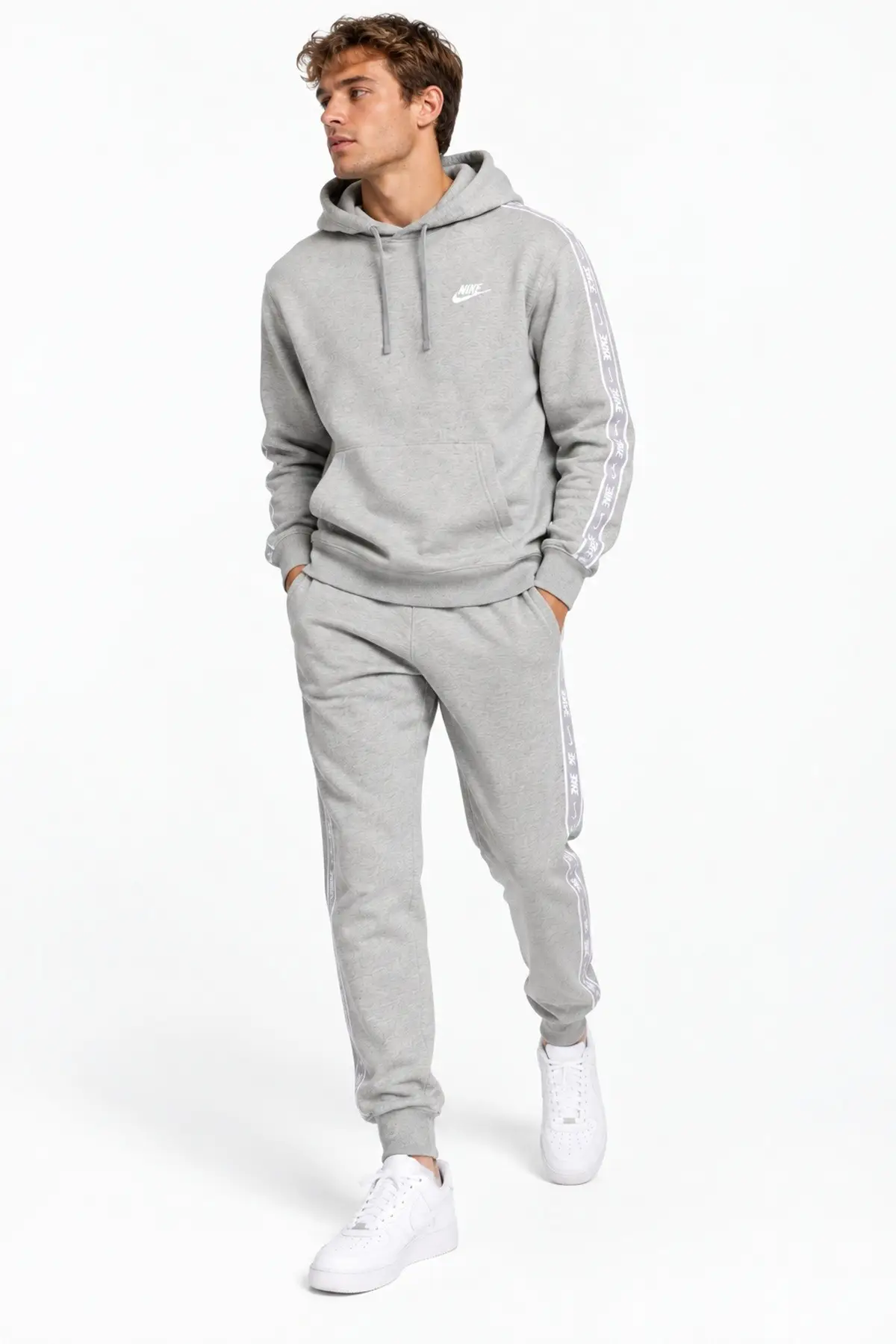 FB7296-010 Nike Club Fleece Hoodie Track Suit Kapişonlu Pamuklu Eşofman Takımı Siyah