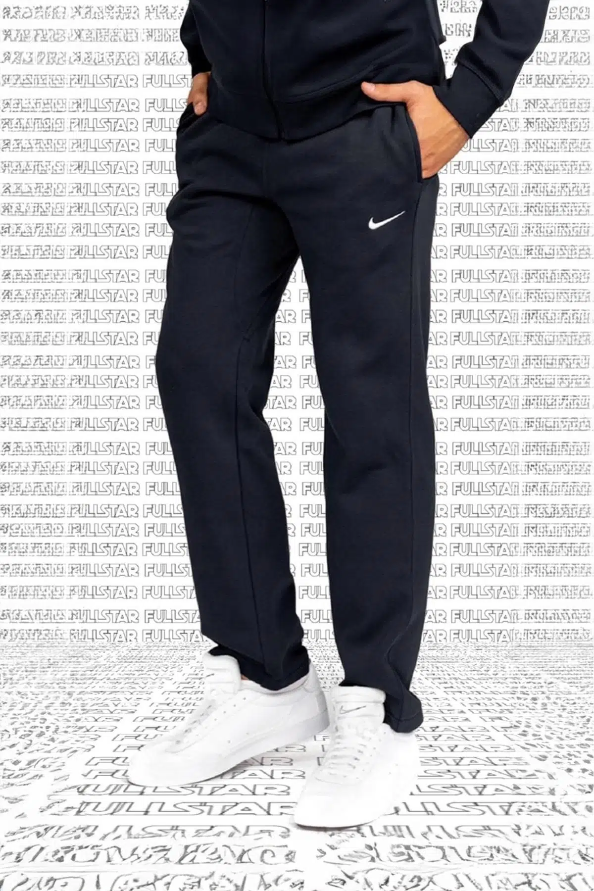 Nike Club Fleece Straight Loose Fit Bol Kesim Şardonlu Pamuklu Eşofman Altı Siyah