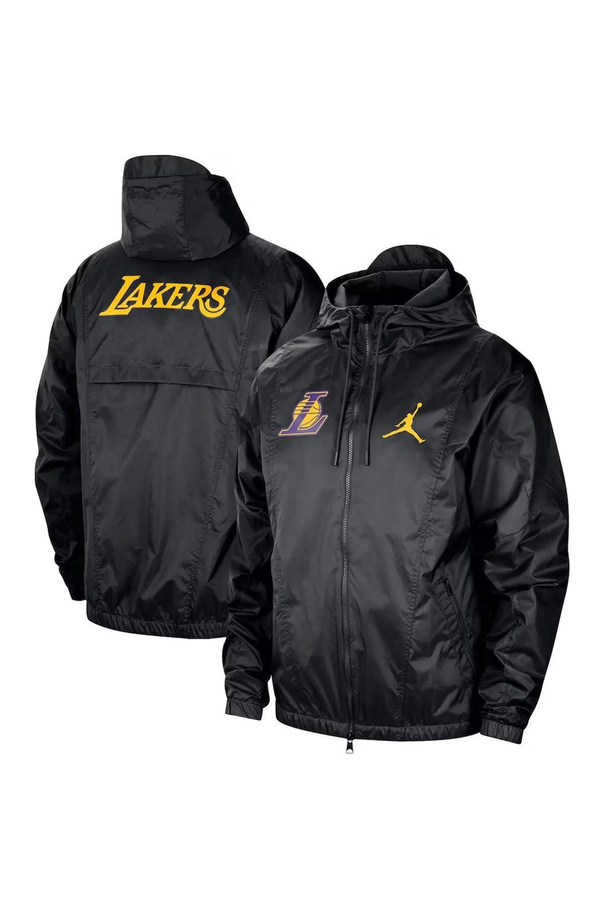 Nike Jordan Los Angeles Lakers Woven Loose Fit Jacket Erkek Kapüşonlu Bol Kesim Dokuma Spor Ceket Siyah