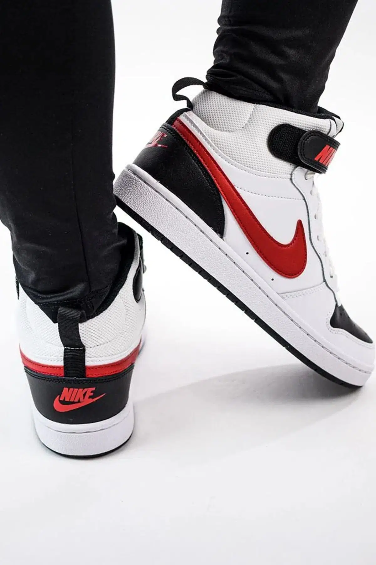 Nike Court Borough Mid 2 Leather Sneaker Hakiki Deri Bilekli Unisex Spor Ayakkabı Beyaz-Kırmızı