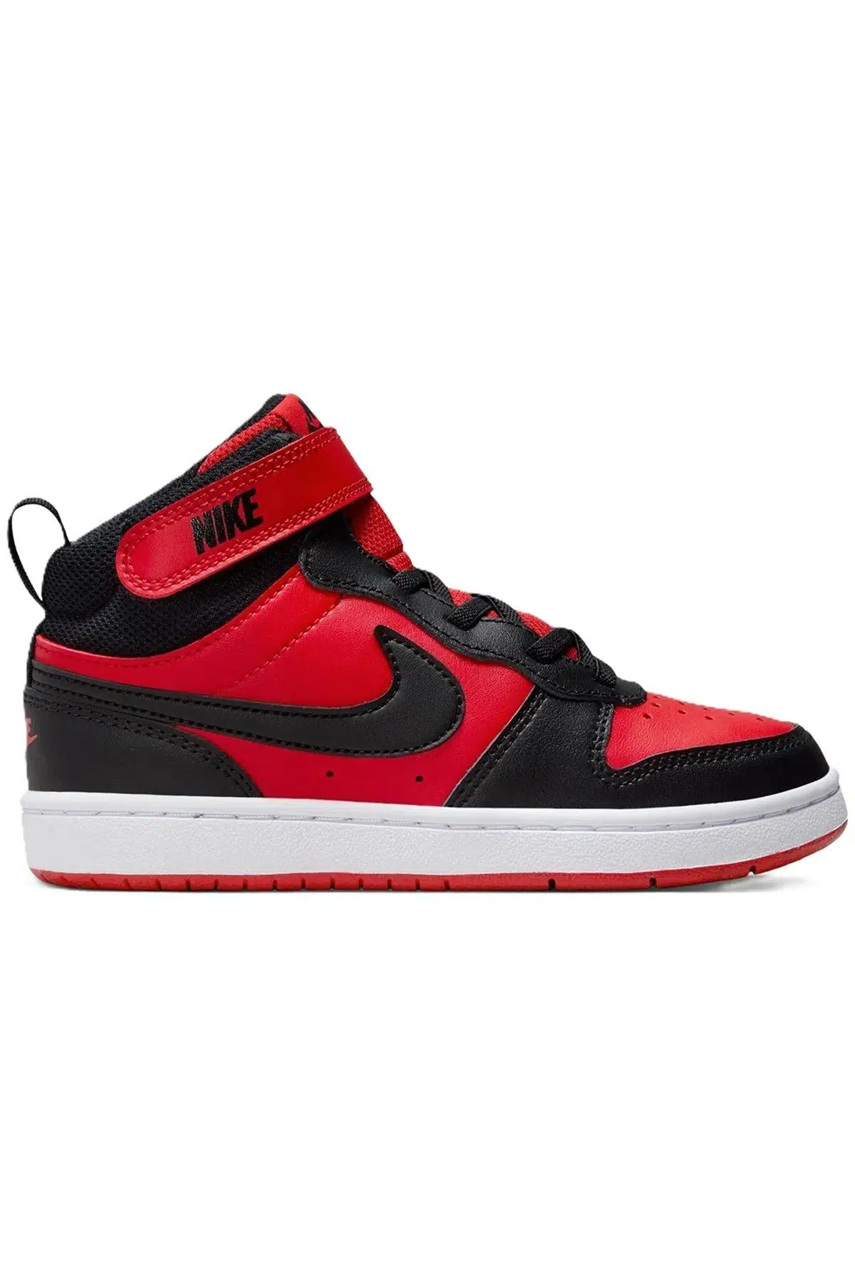 Nike Court Borought Mid2 Leather Kids Sneaker Hakiki Deri Lastik Bağcıklı Cırtlı Bebek Ayakkabısı Kırmızı