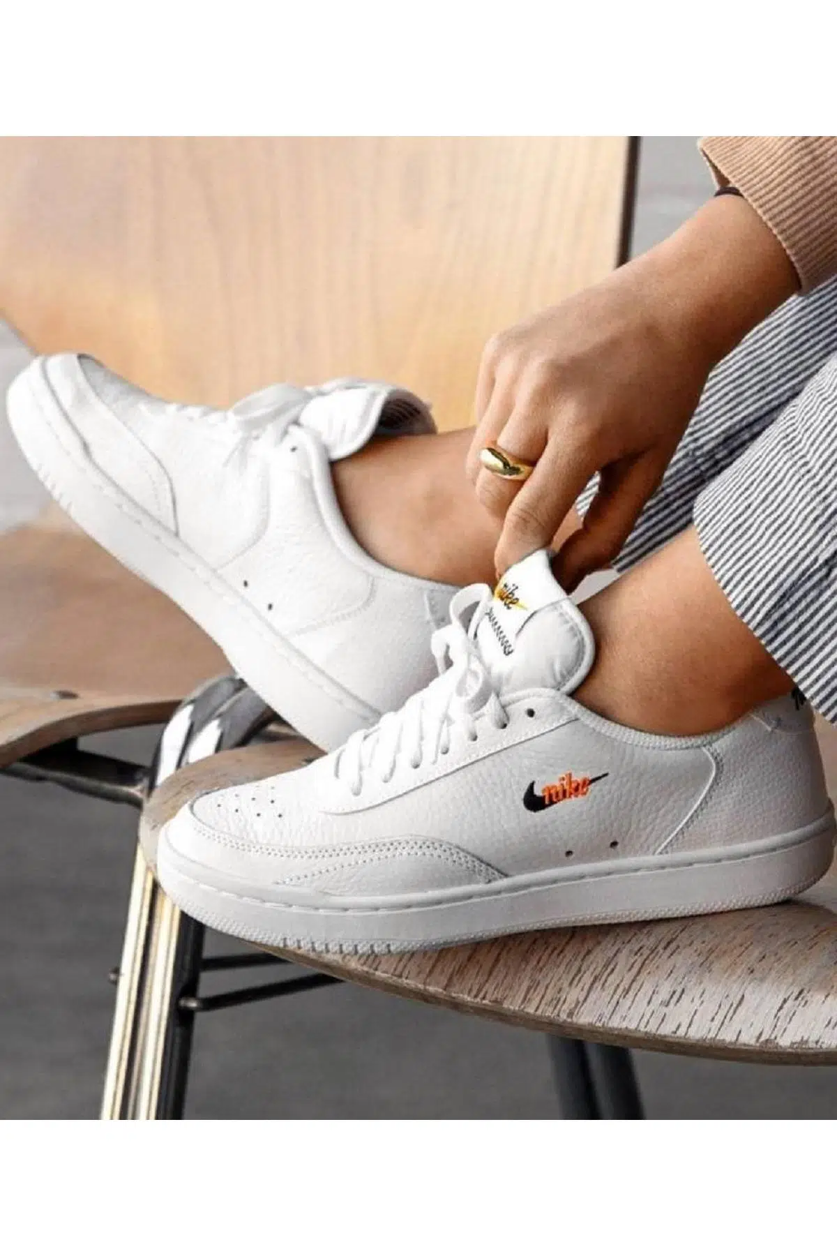 Nike Court Vintage PRM Leather Sneaker Gerçek Deri Beyaz Günlük Spor Ayakkabı