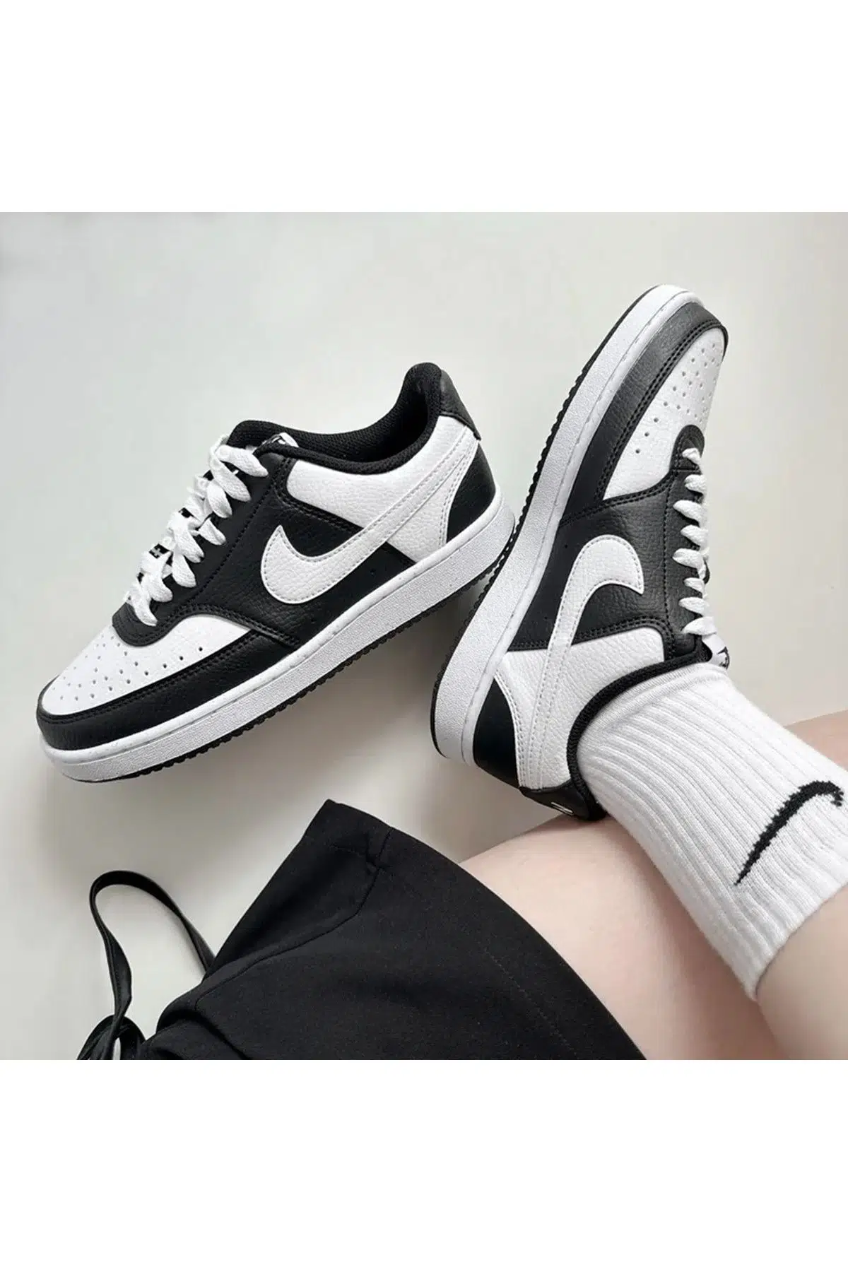 Nike Court Vision Lo NN Womens Sneaker Kadın Günlük Spor Ayakkabı Siyah-Beyaz