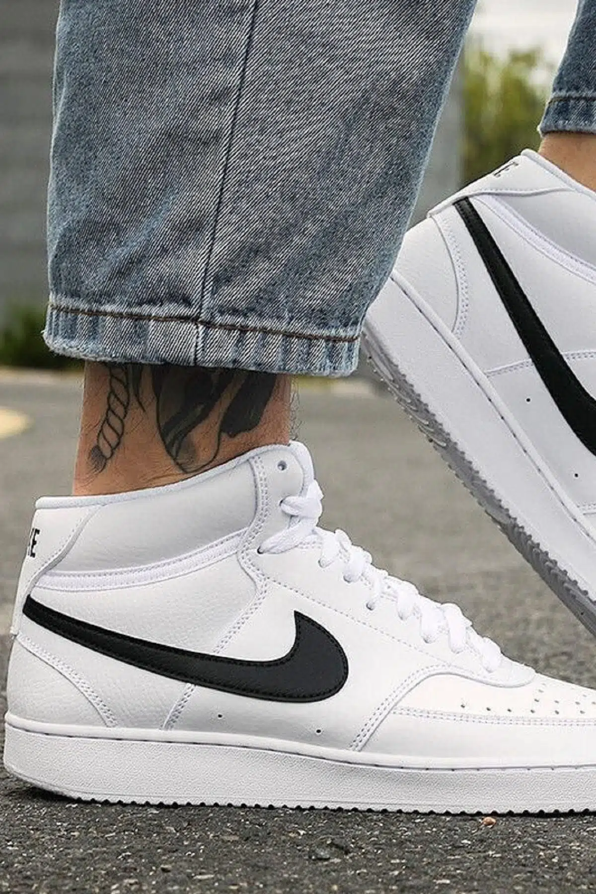 Nike Court Vision Mid White Sneaker Bilekli Günlük Beyaz Spor Ayakkabı 