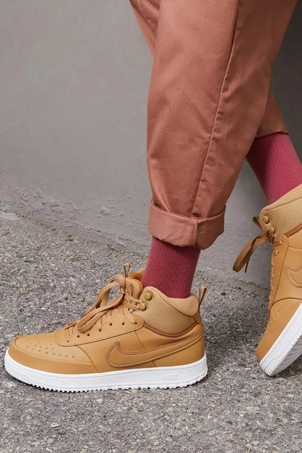 Nike Court Vision Mid Leather Sneaker Bilekli Günlük Kahverengi Hakiki Deri Spor Ayakkabı