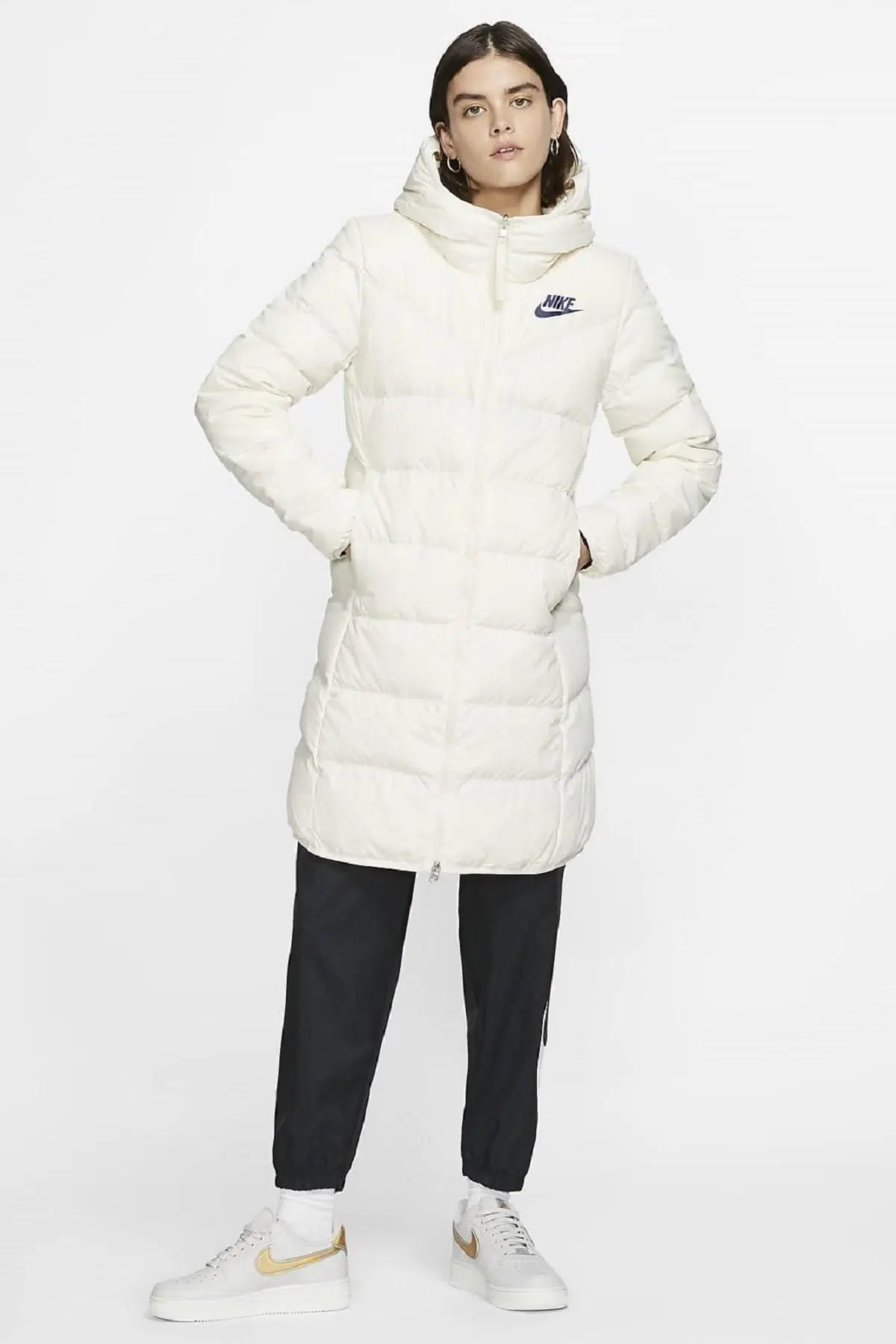 Nike Down Fill Reversible Parka Çift Taraflı Kaz Tüyü Beyaz Laci Mont
