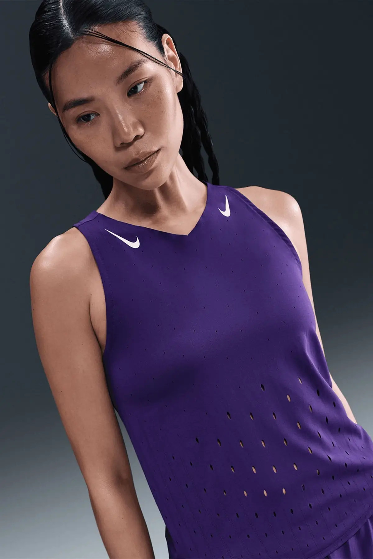 FN2504-547 Nike Dri Fit AeroSwift Running ADV Singlet Tank Top Purple Lazer Kesim Koşu Atleti Mor