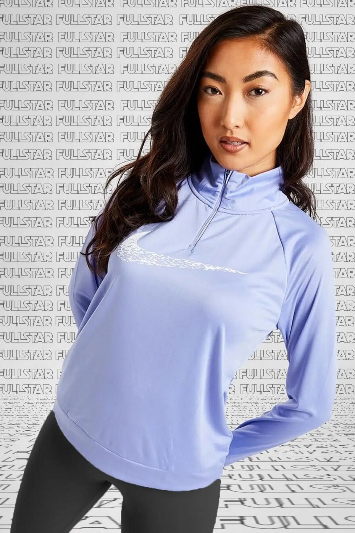 Nike Dri Fit Big Swoosh 1/4 Zip Training Runnig Sweatshirt Koşu Antrenman üstü Mavi