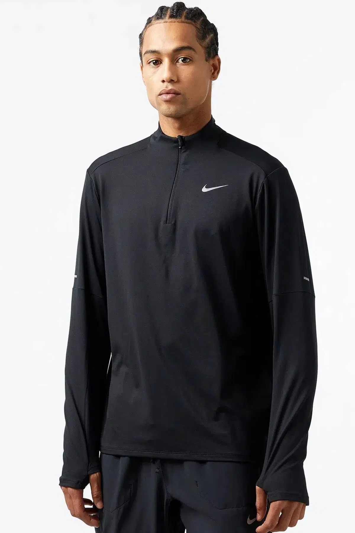 Nike Dri Fit Element 1/2-zip Running Top Men's Sweatshirt Erkek Reflektörlü Koşu Sweastshirt Siyah