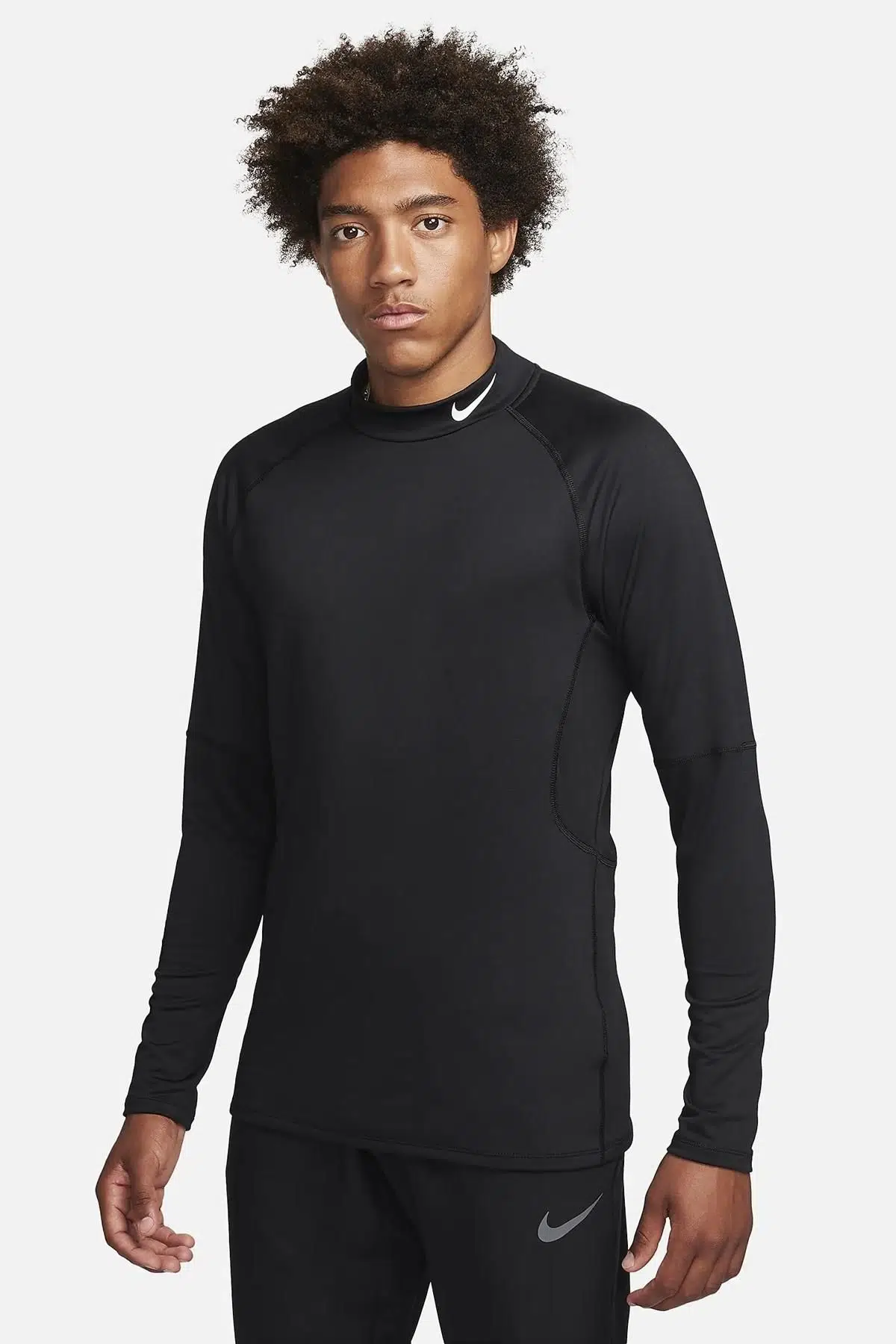 Nike Pro Dri Fit Warm Uzun Kollu Balıkçı Yakalı Erkek Fitness Üstü Siyah