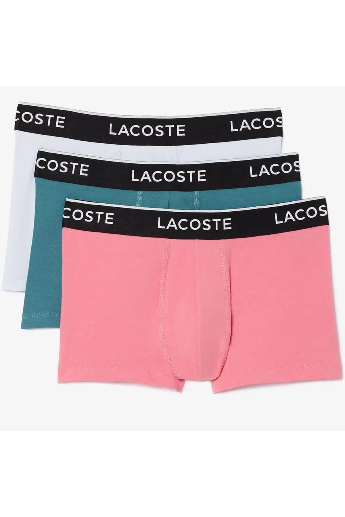 Lacoste Cotton Stretch Ultra Comfortable Trunk Erkek 3 lü Boxer Lila Pembe Yeşil