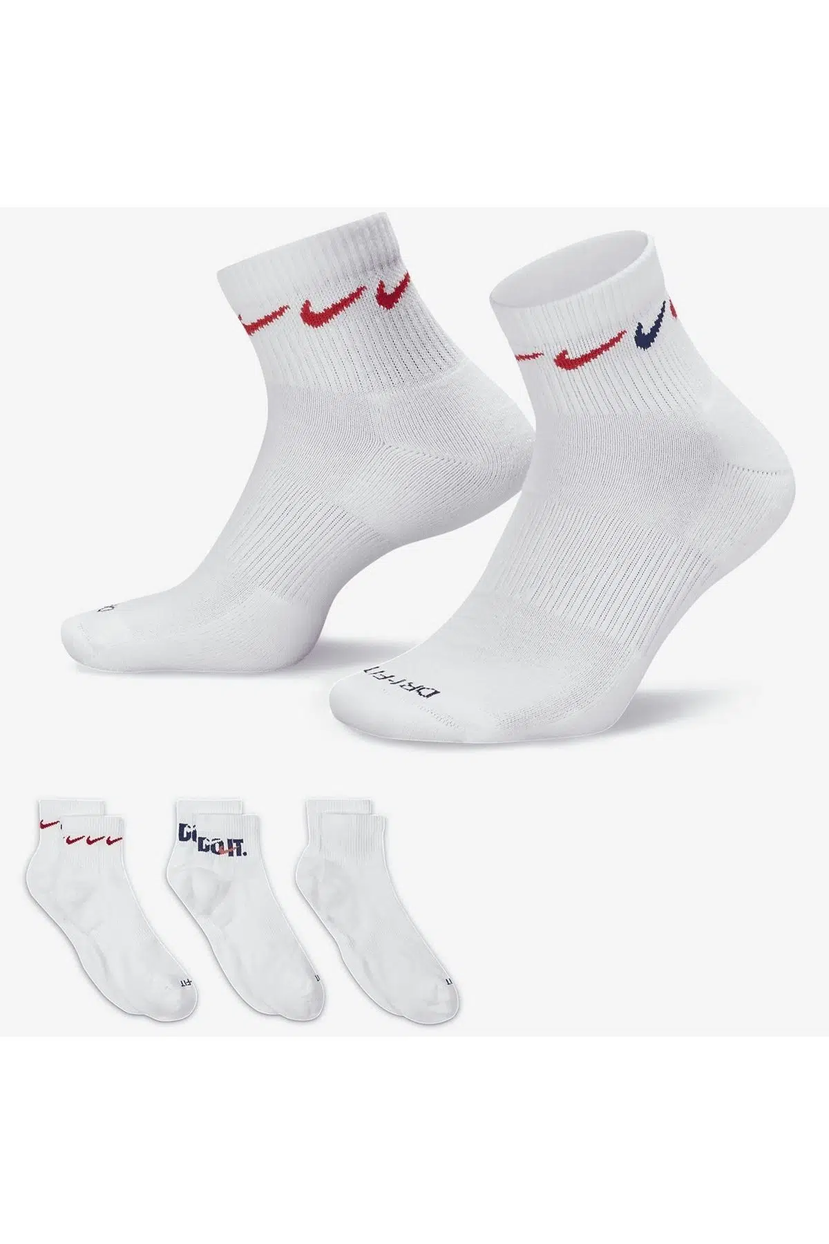 Nike Dri Fit Everyday Plus Cushioned Training Ankle Socks (3 Pairs) Unisex Çeyrek Bilekli Çorap 3 Çift Beyaz