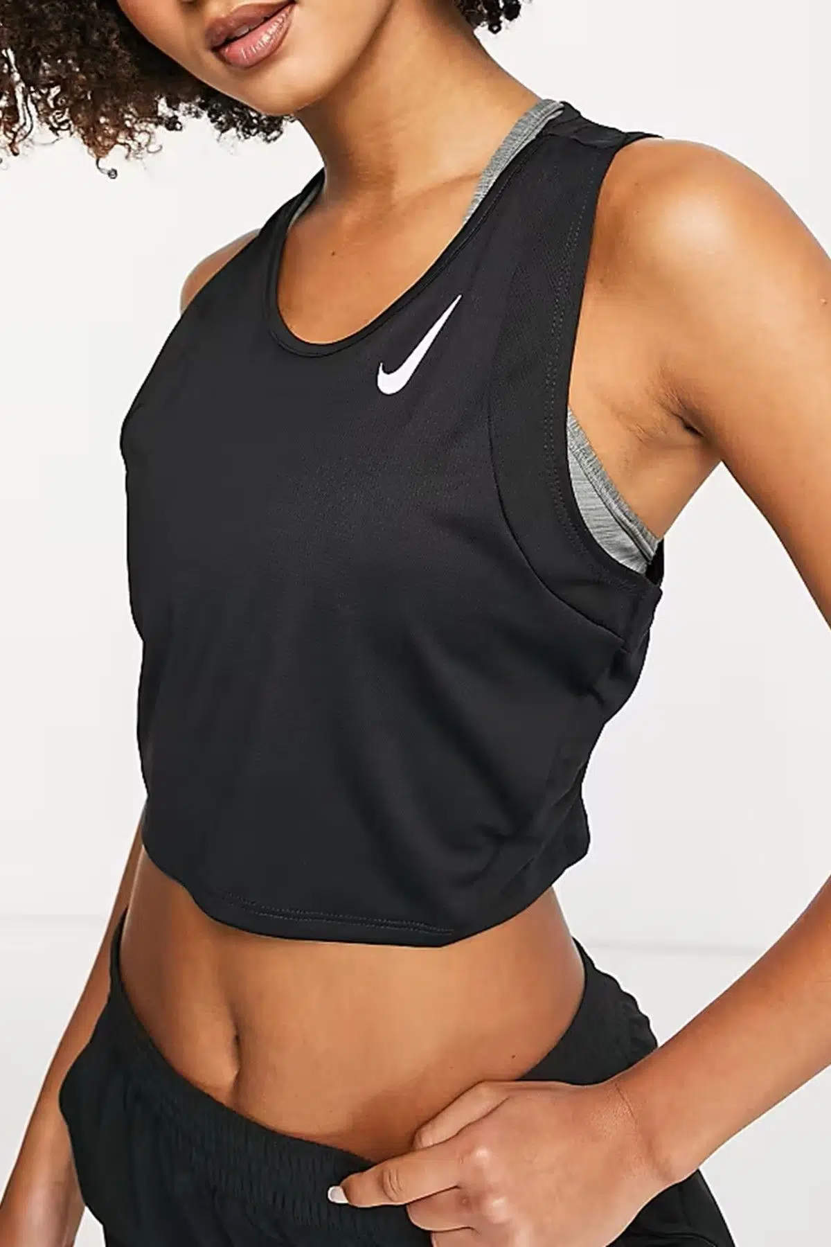Nike Dri Fit Fast Crop Womens Tank Kadın Crop Koşu Atleti Siyah