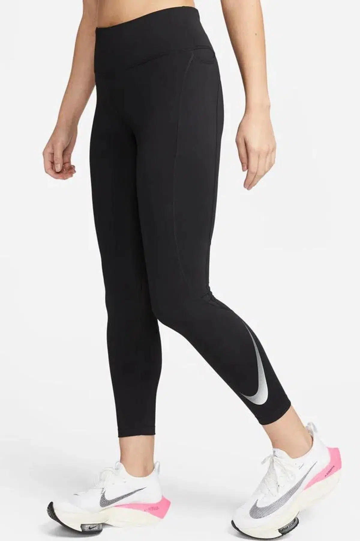 Nike Dri Fit Fast Mid Rise 7/8 Running 3 Cepli Kadın Tayt Siyah
