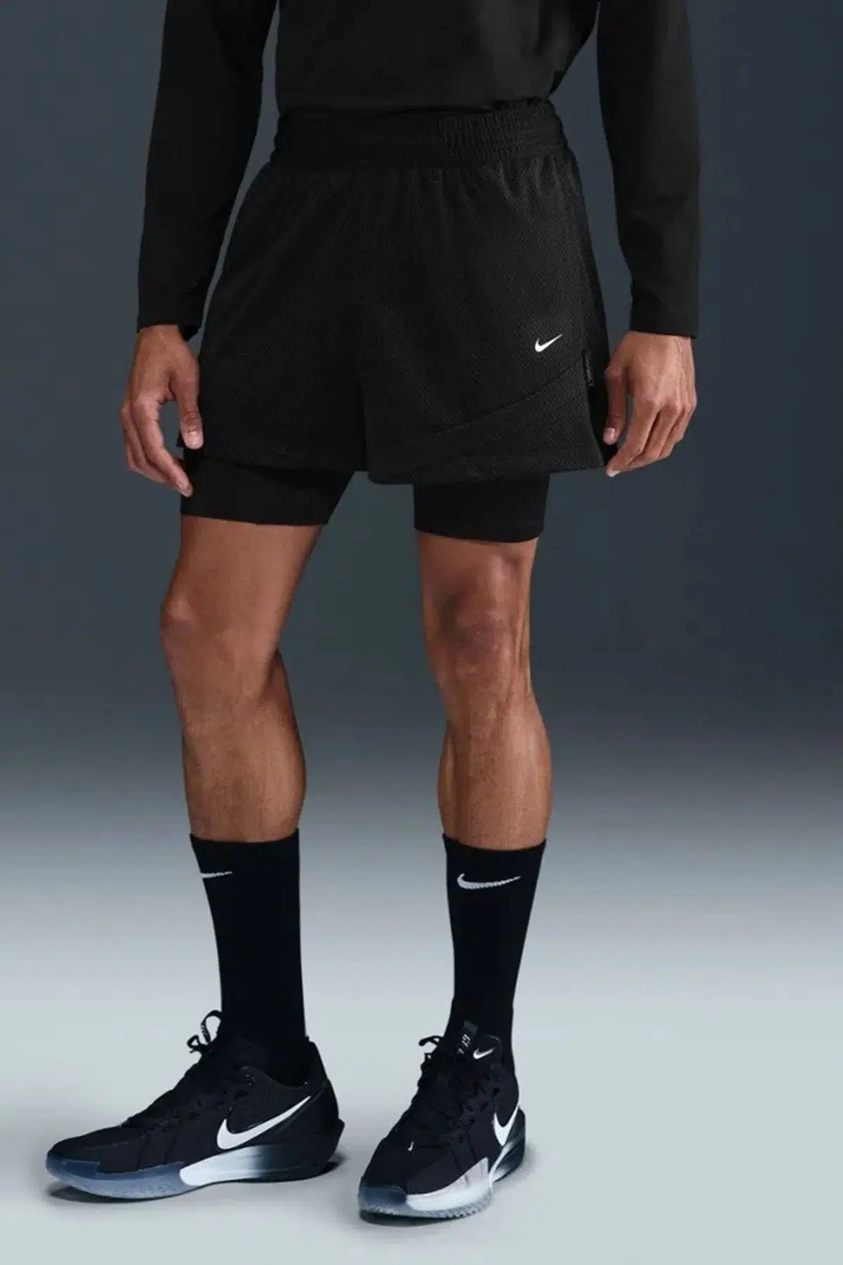 Nike Dri-Fit İcon 2in1 4 Mens Basketball Shorts Taytlı Basketbol Şortu Siyah