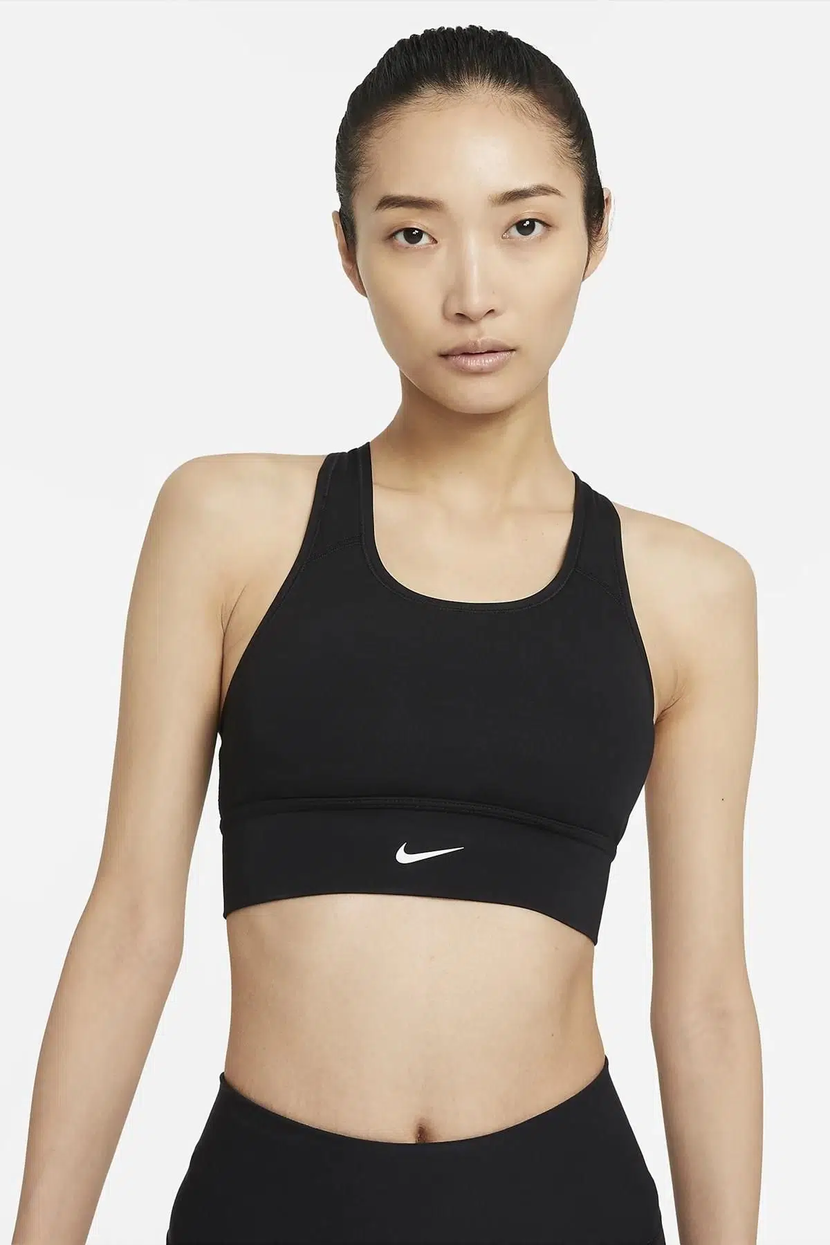 Nike Dri Fit Swoosh Bra Orta Destekli Tek Parça Dolgulu Kadın Spor Sütyeni Siyah