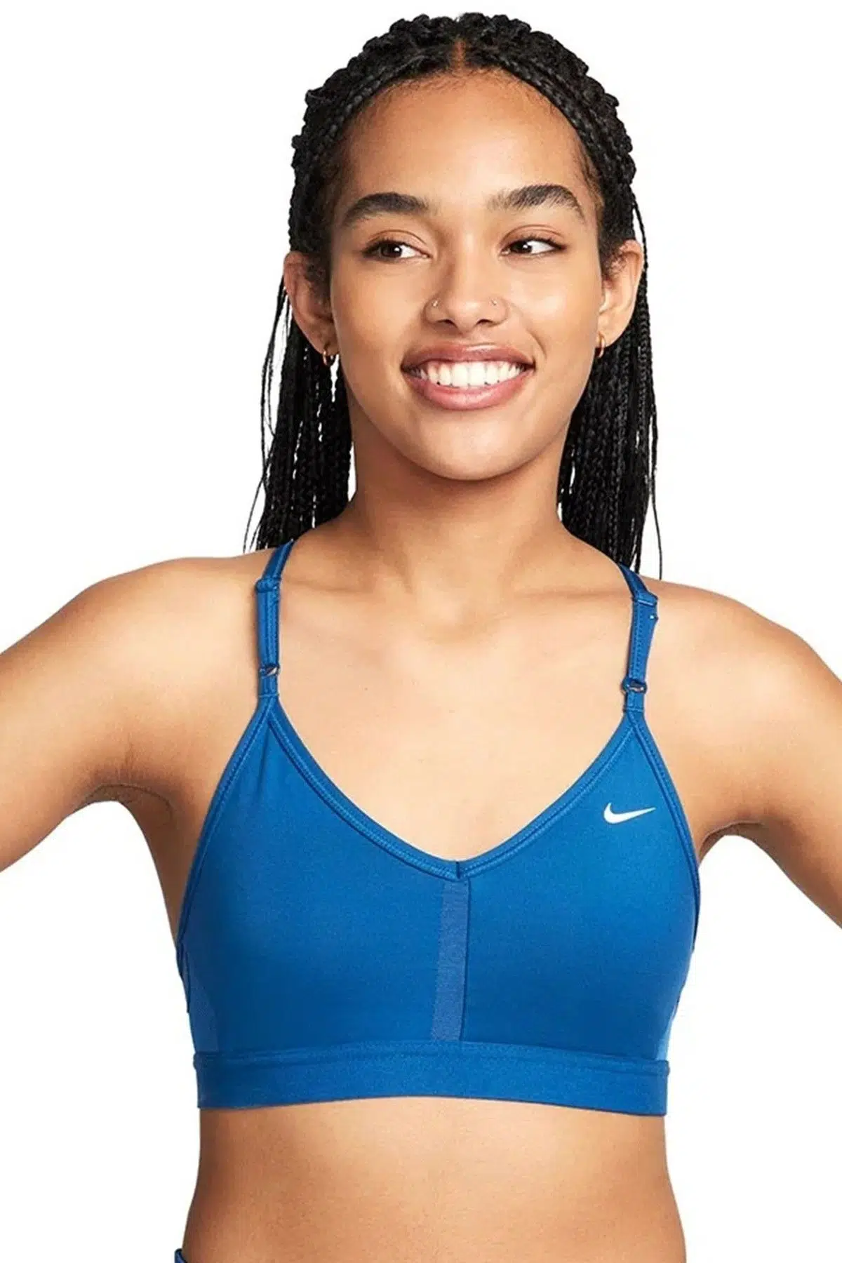 Nike Dri Fit Indy V Neck Light Support Womens Bra Fuchsia Kadın Sporcu Sütyeni Mavi
