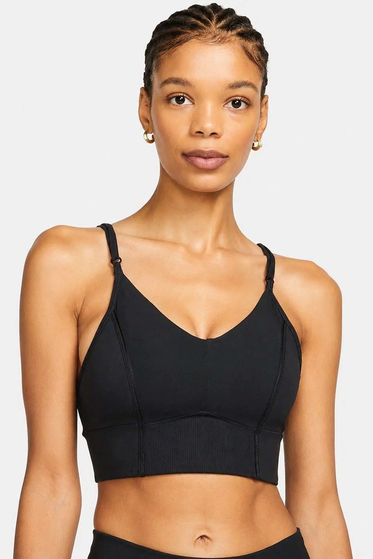 Nike Yoga Indy Light Support Padded Long Cut Sports Bra Kadın Hafif Destekli Dolgulu Sütyen Bra Siyah