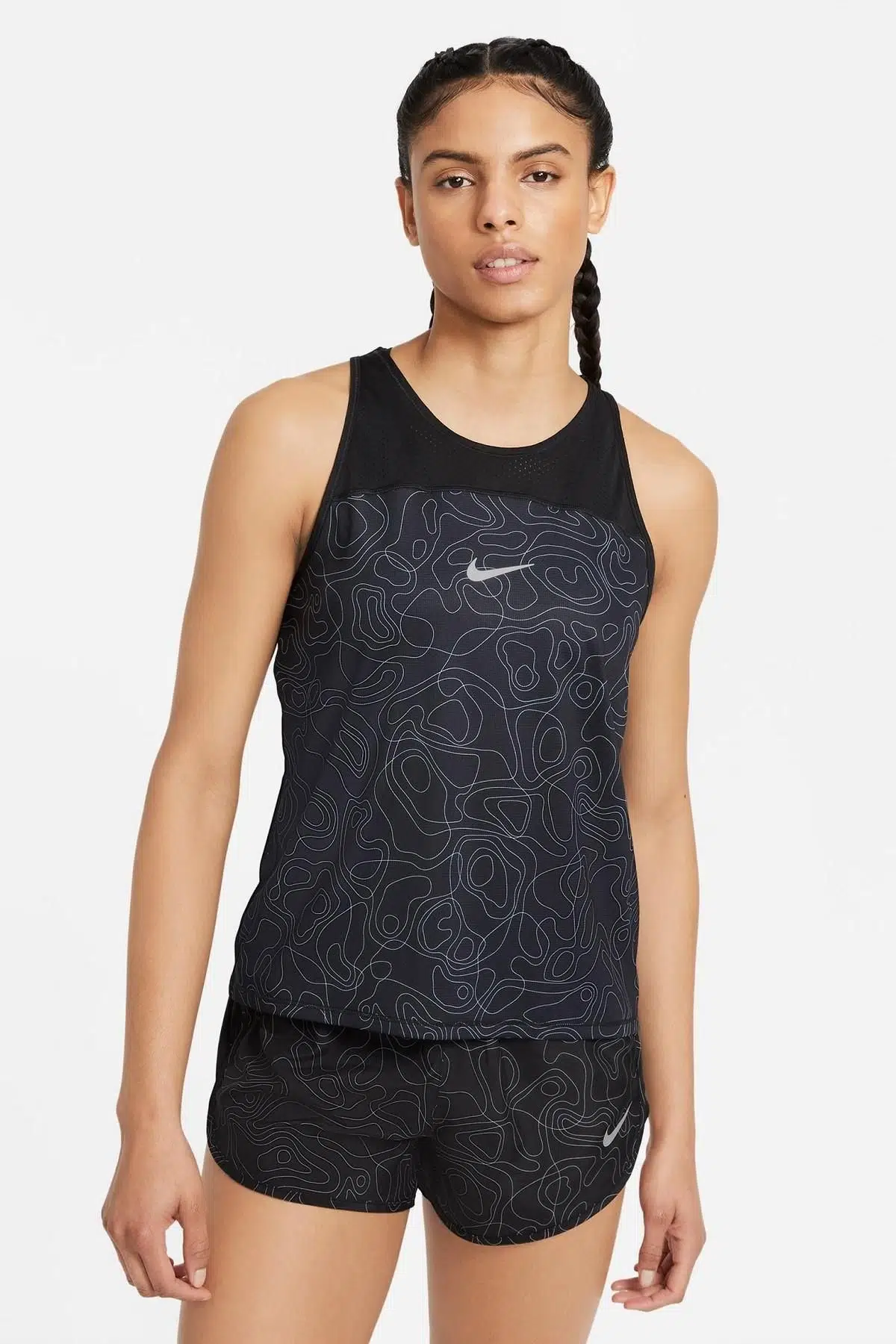 Nike Dri Fit Miler Running Tank Sırt Panelli Kadın Atlet - Siyah