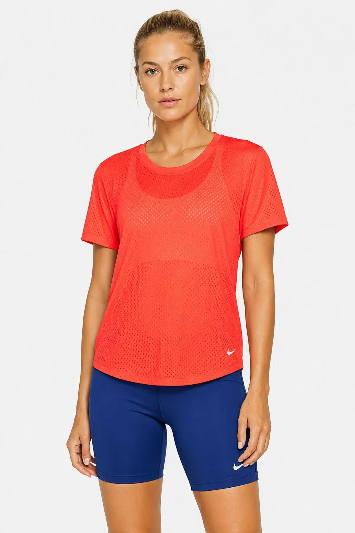 Nike Dri Fit One Breathe Training T-shirt Kadın File Spor Tişört Kırmızı