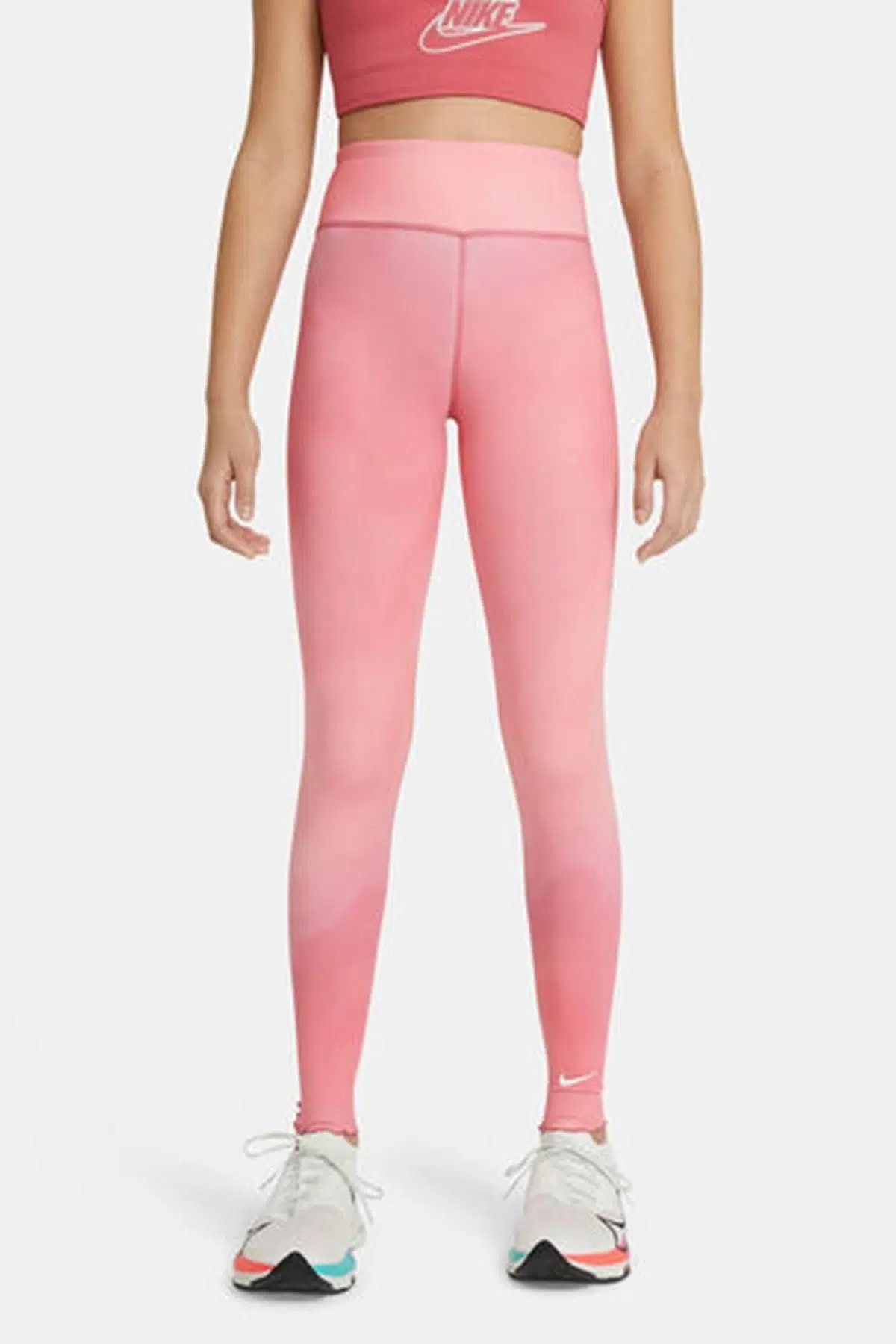 Nike One Girls Printed Dri Fit High Rise Leggings Pink Yüksek Belli Çocuk Taytı Pembe