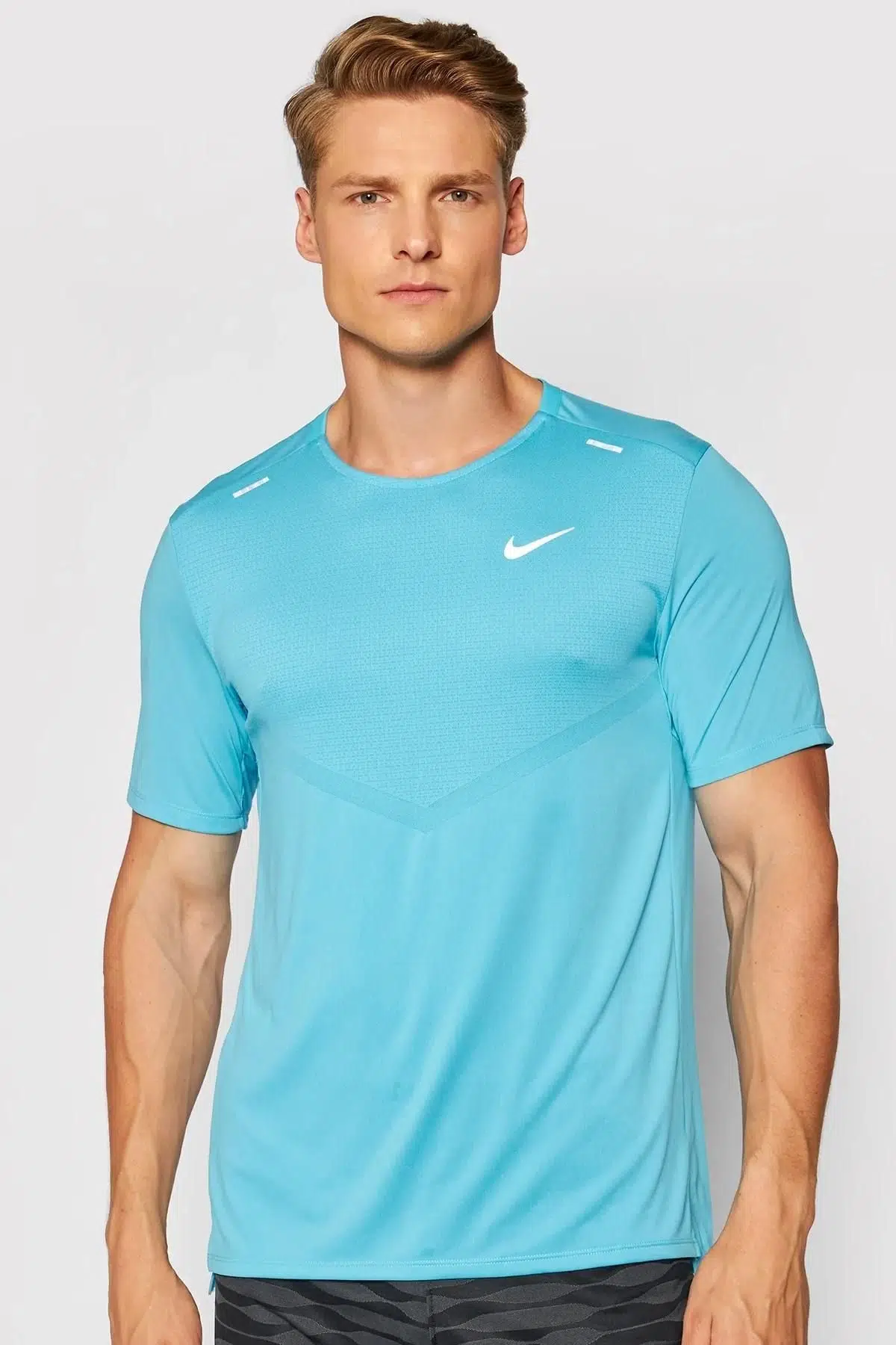 Nike Dri Fit Rise 365 Running Tee Blue Kısa Kollu Erkek Koşu Tişörtü Mavi