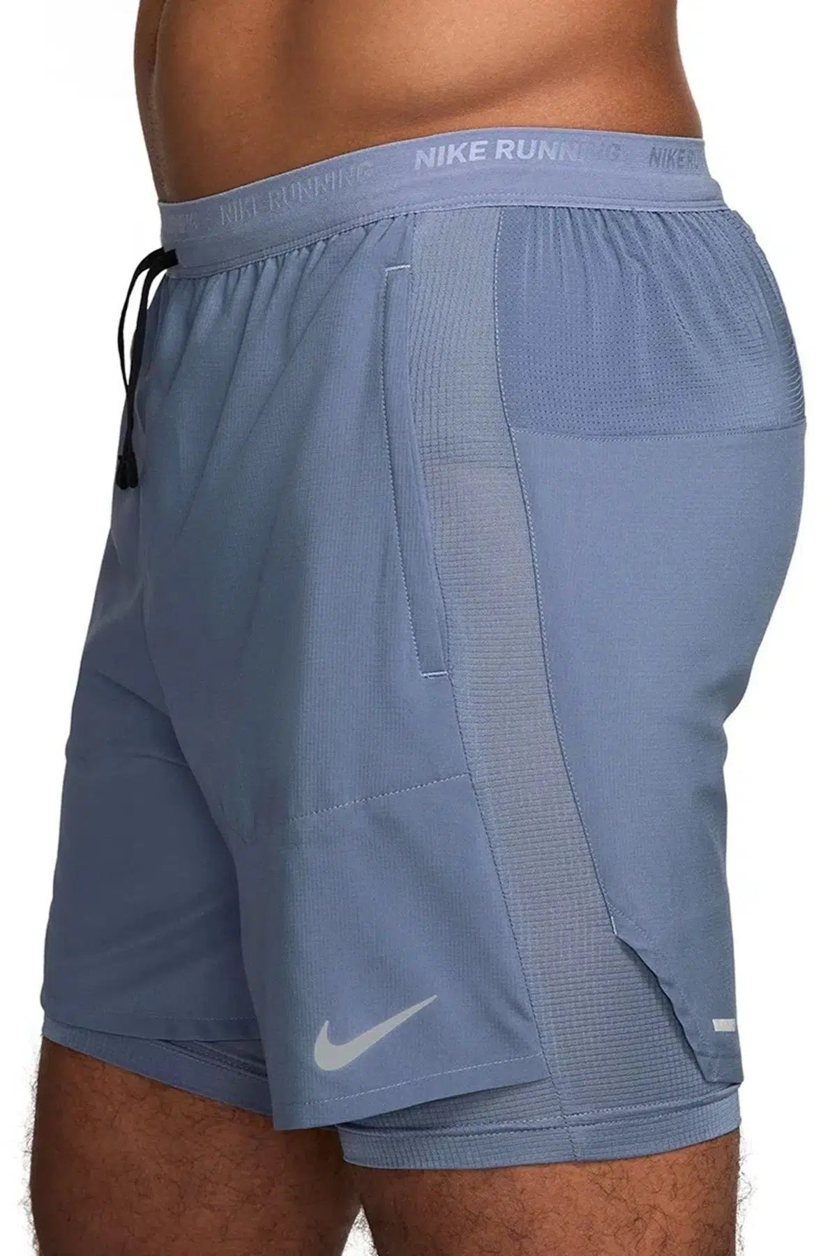 Nike Dri-FIT Stride Mens Running Short Taytlı Reflektörlü Hybrid Erkek Koşu Antreman Şort Mavi