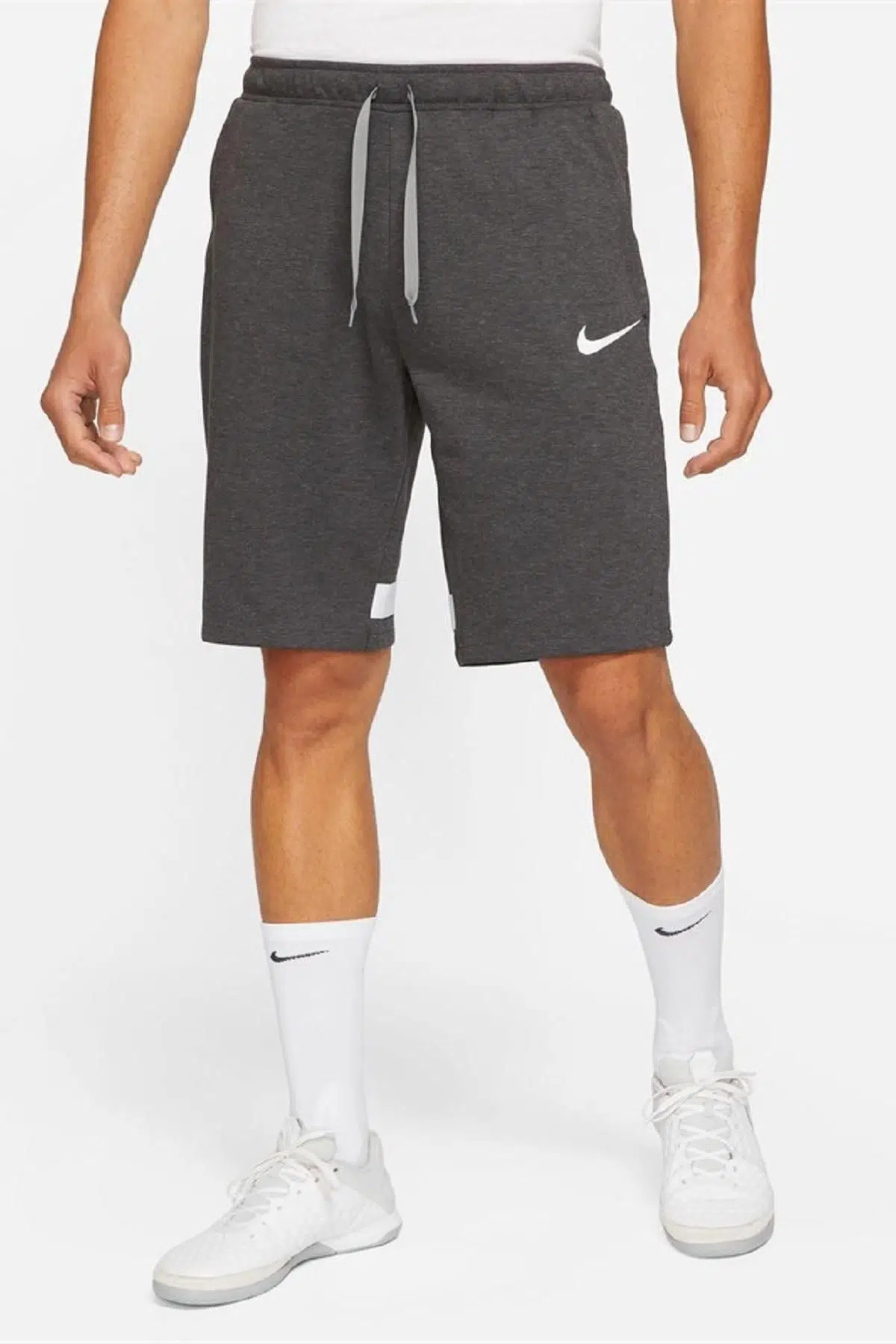 Nike Dri-Fit Strike 21 Fleece Zip Short Fermuarlı 3 Cepli Gri Şort 