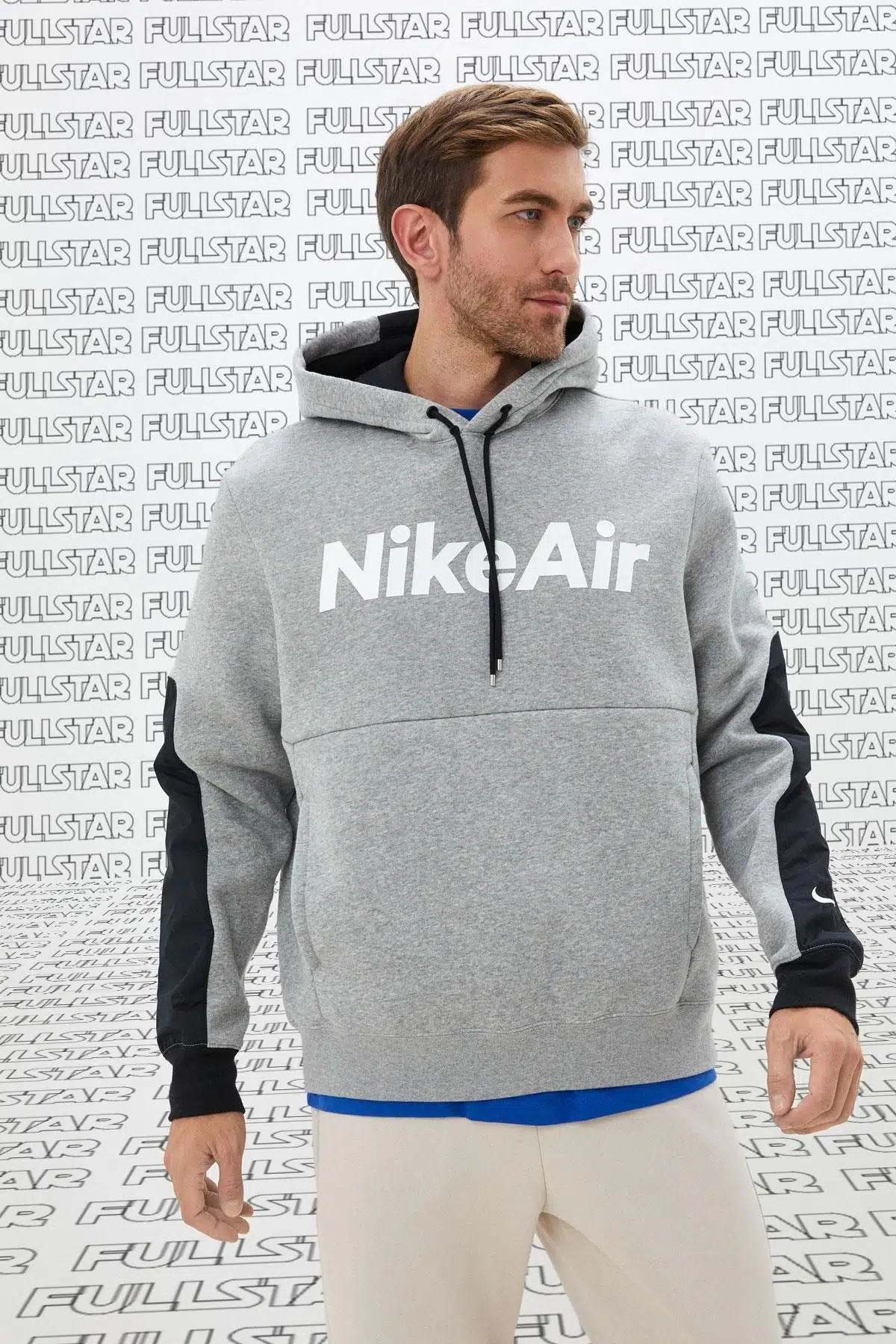 Nike Air Sportswear Hoodie Gray Big Logo Kapüşonlu Gri Sweatshirt 