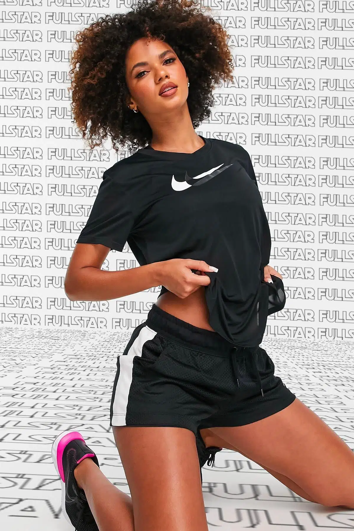 Nike Dri-Fit Double Swoosh Run Tee Kısa Kollu Kadın Koşu Spor Antrenman Tişörtü