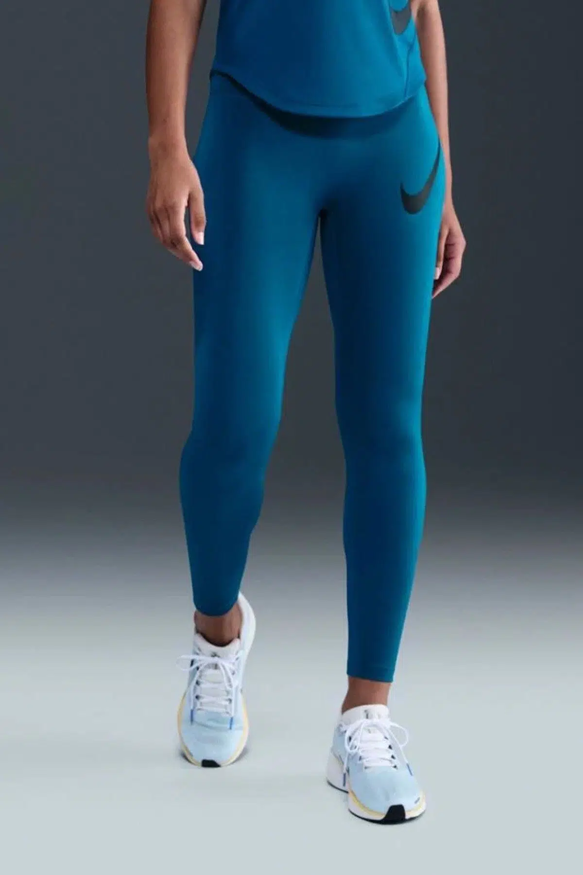 Nike Dri Fit Tempo HR 7/8 Swoosh Run Tight Yüksek Bel Koşu Antreman Taytı Yeşil