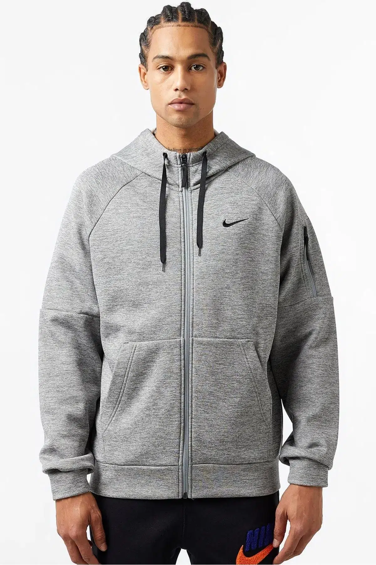 Nike Therma Fit Full Zip Hoodie Erkek Kapüşonlu Termal Fermuarlı Sweatshirt Gri