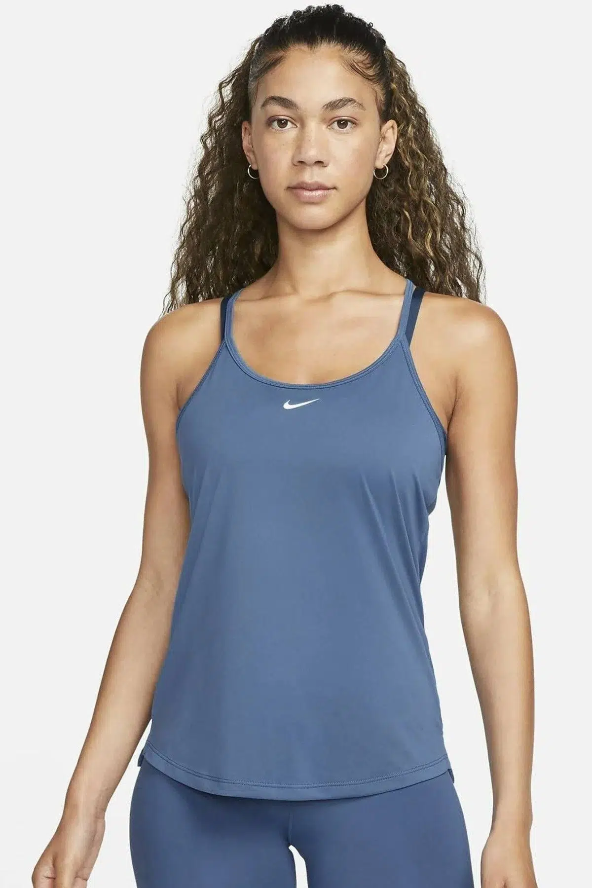 Nike Dri-Fit Training One Elastika Women's Tank Top Kadın Spor Atlet Mavi