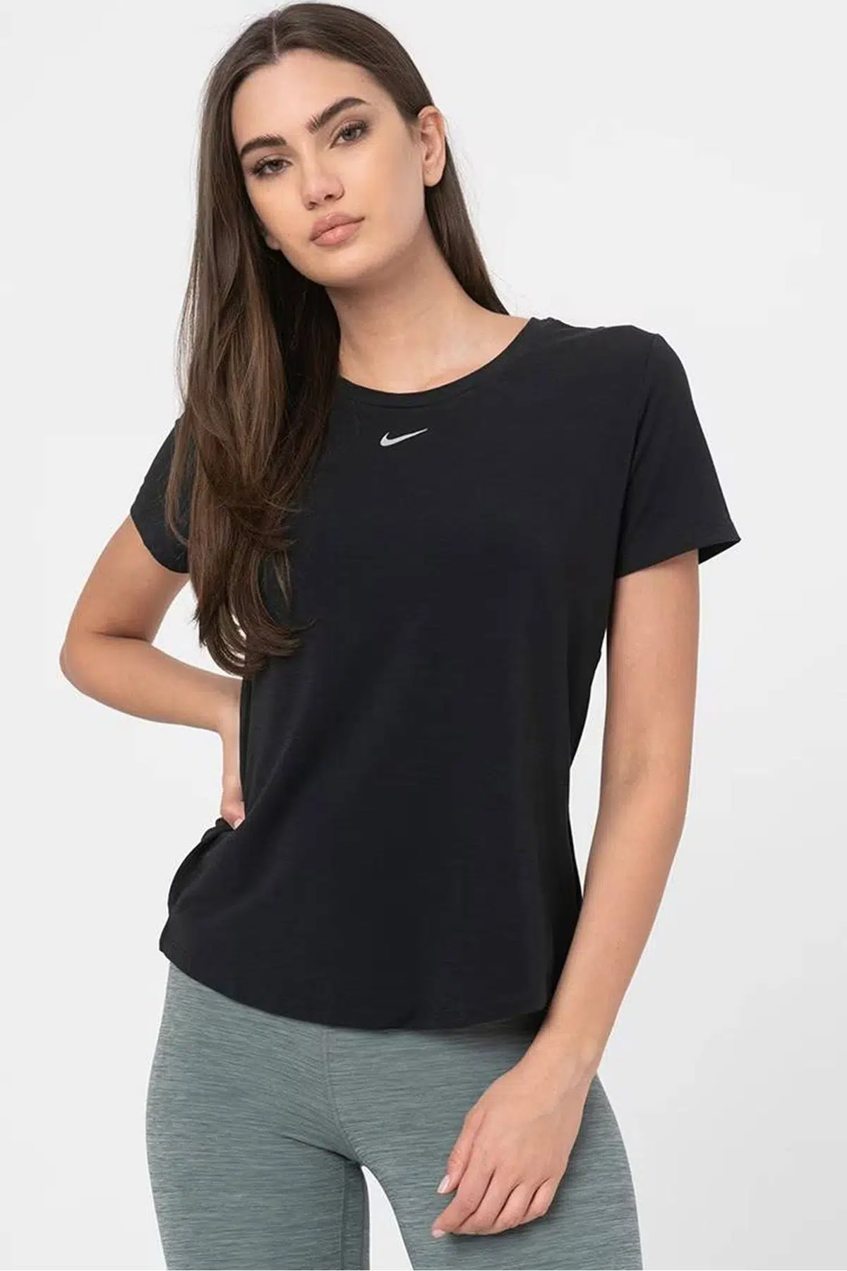 Nike Dri Fit UV One Luxe Women's T-shirt Top Kadın Reflektörlü Koşu Antrenman Tişörtü Siyah