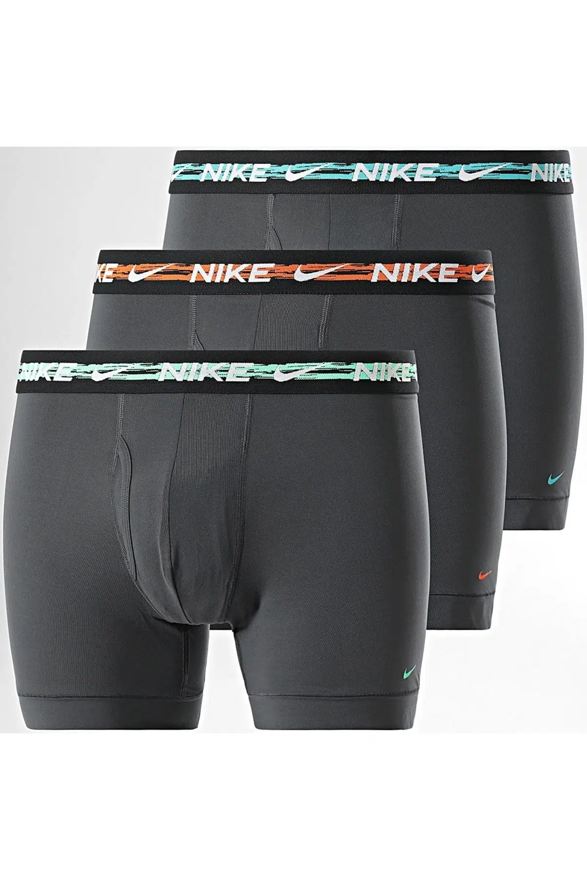 Nike Dri Fit Ultra Stretch 3 Pack Micro 3 lü Paket Kısa Boxer Antrasit 3 Renk Bantlı