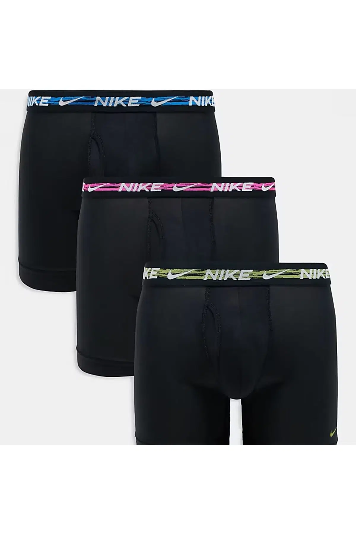 Nike Dri Fit Ultra Stretch 3 Pack Micro 3 lü Paket Kısa Boxer Siyah 3 Renk Bantlı